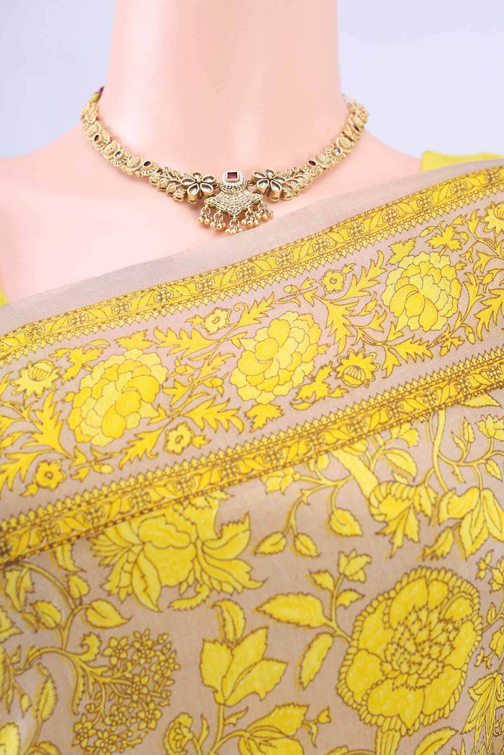 Beige Tussar Saree