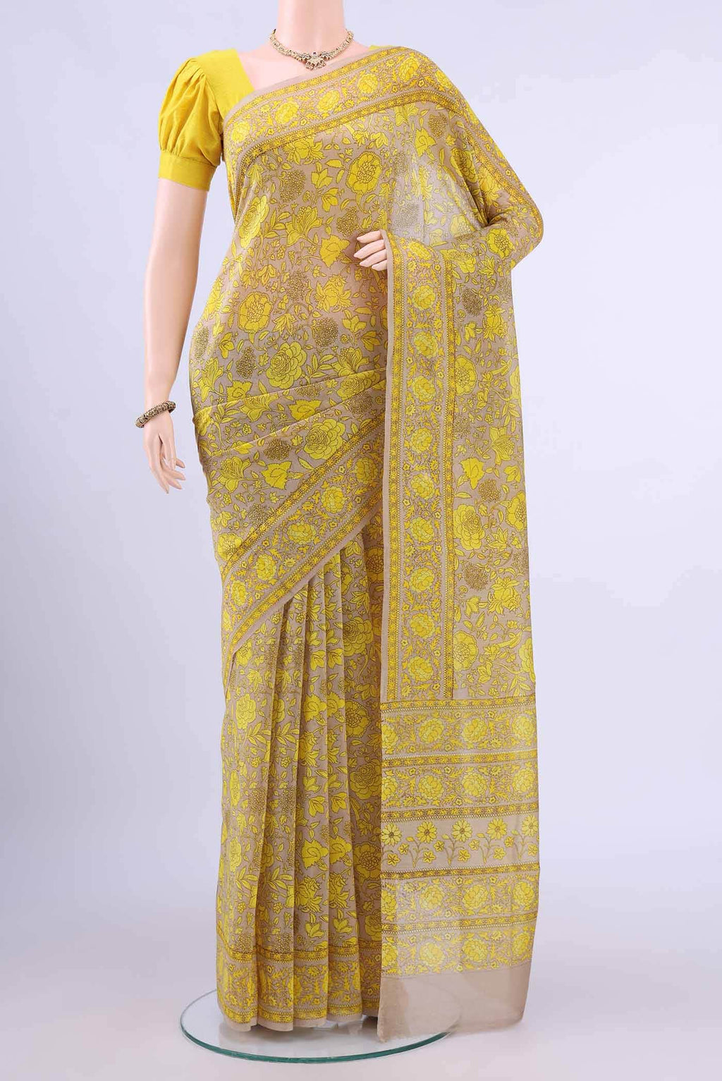 Beige Tussar Saree