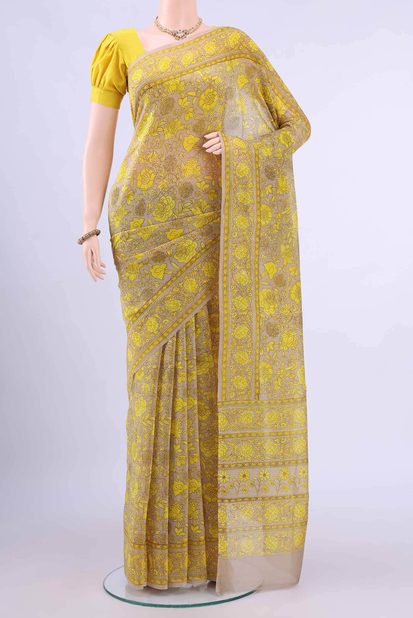 Beige Tussar Saree