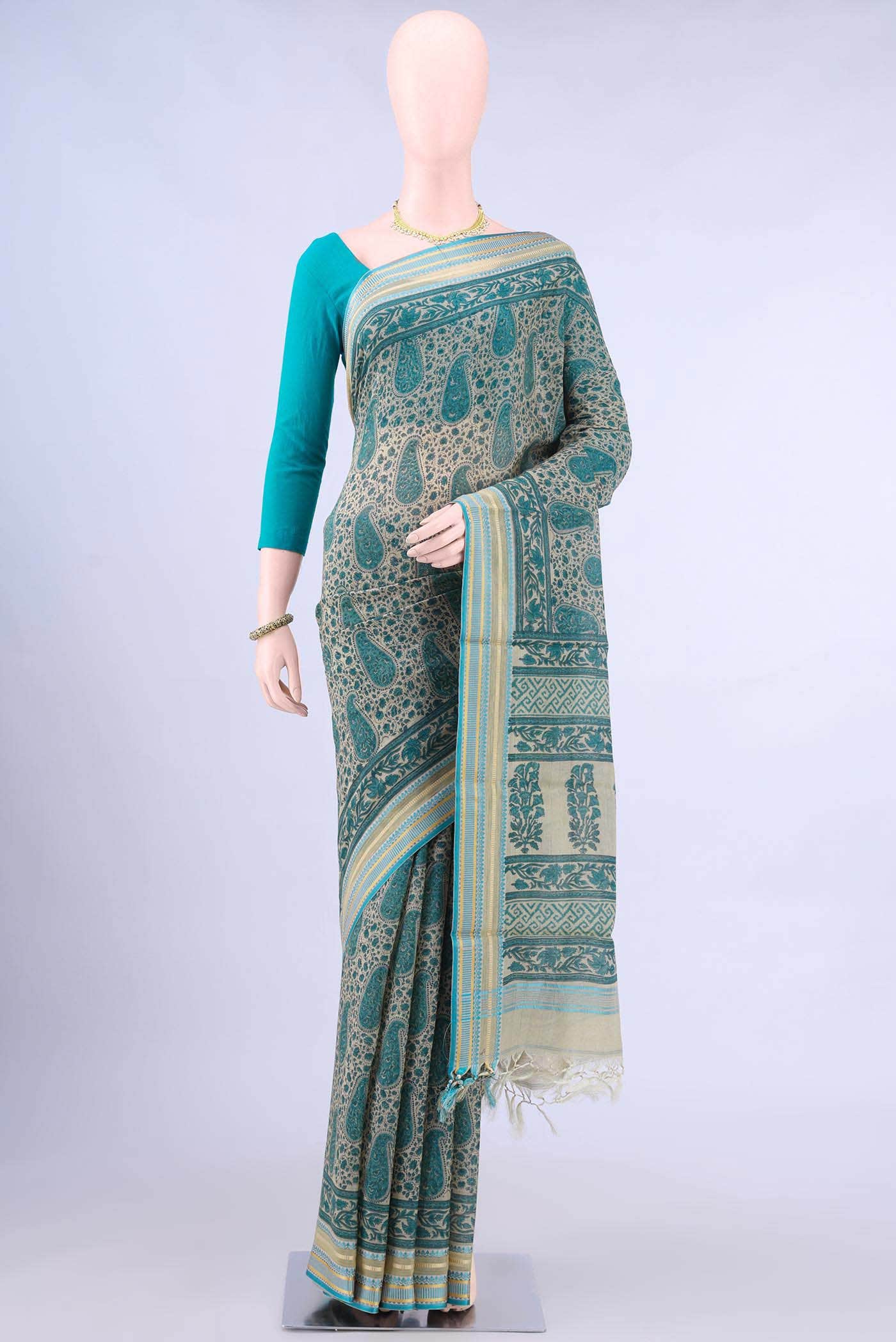 Beige Tussar Saree