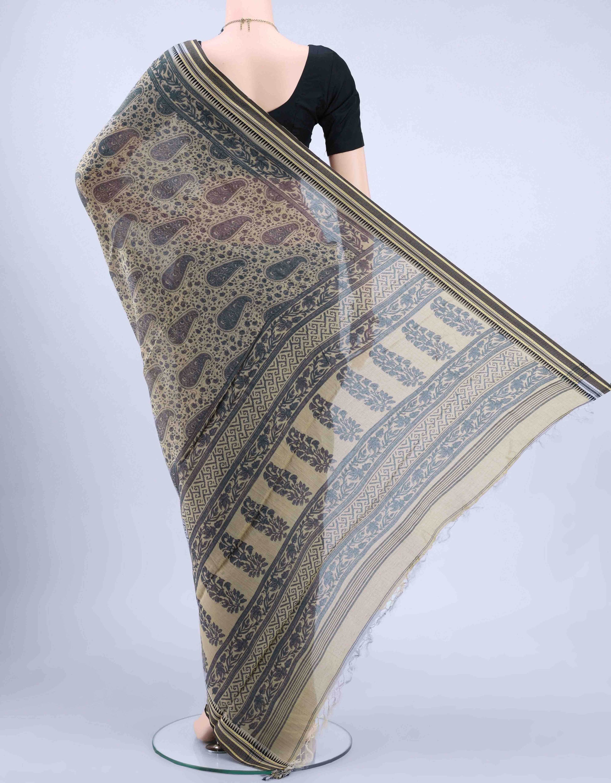 Beige Tussar Saree