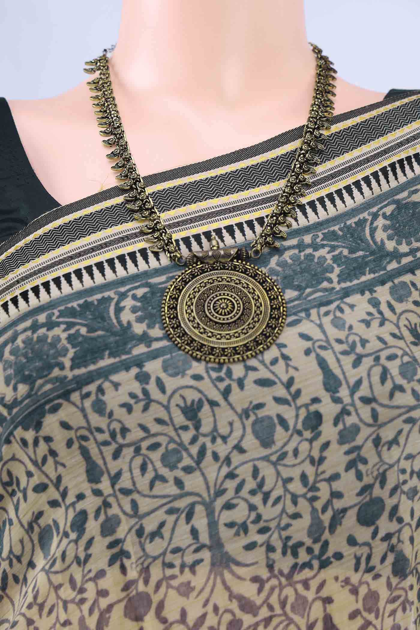 Beige Tussar Saree