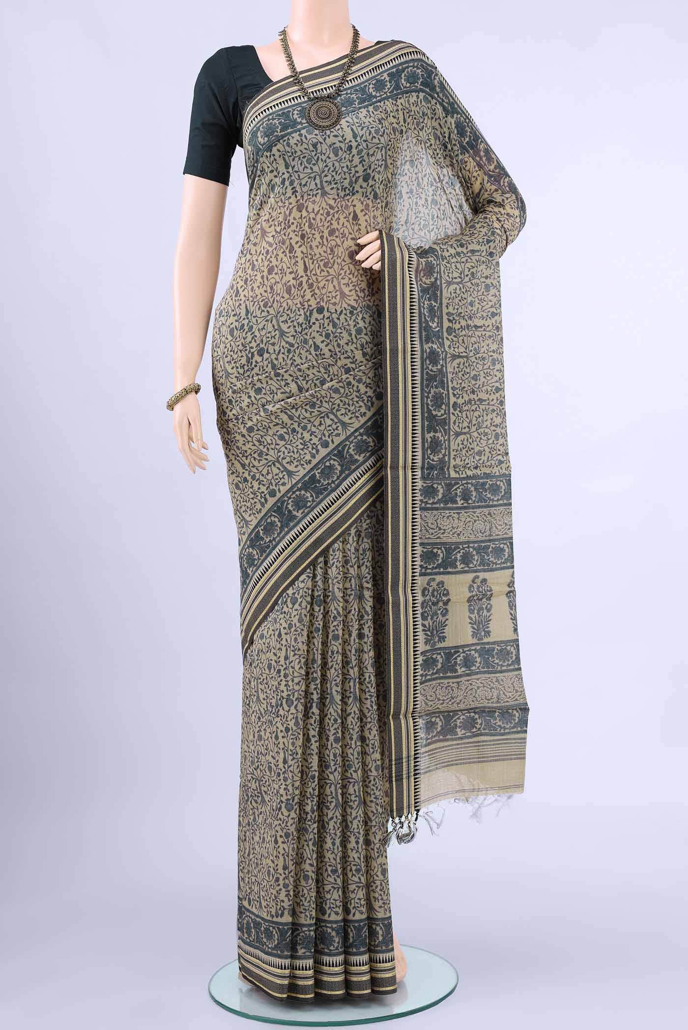 Beige Tussar Saree