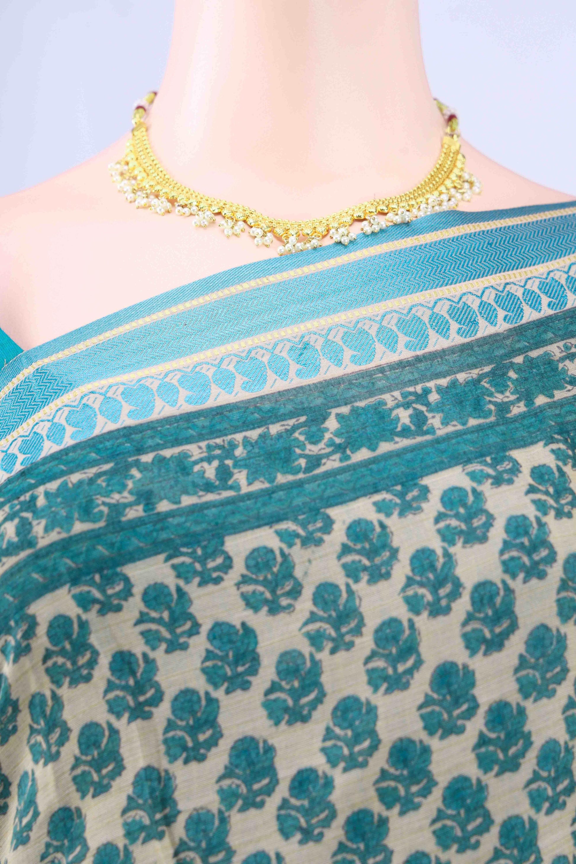 Beige Tussar Saree