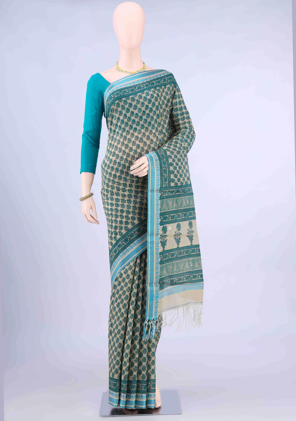 Beige Tussar Saree