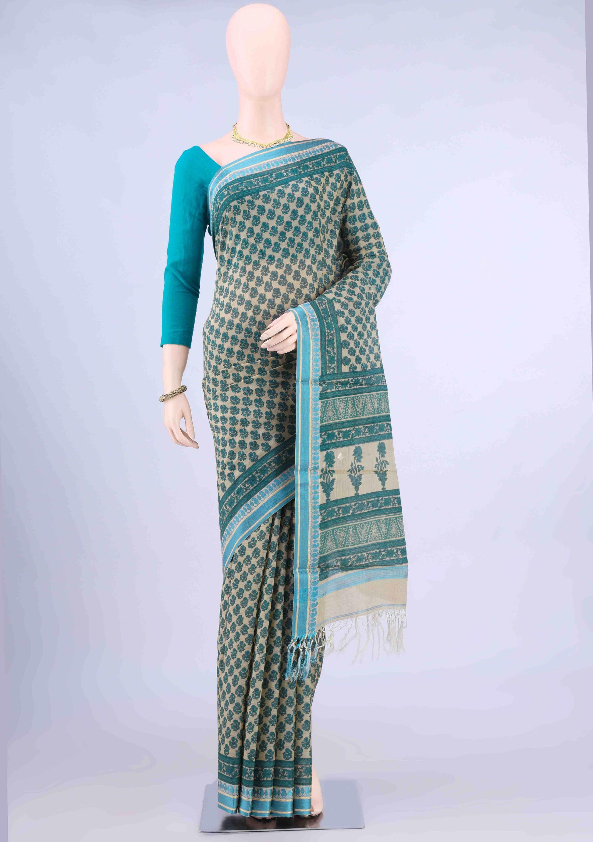 Beige Tussar Saree