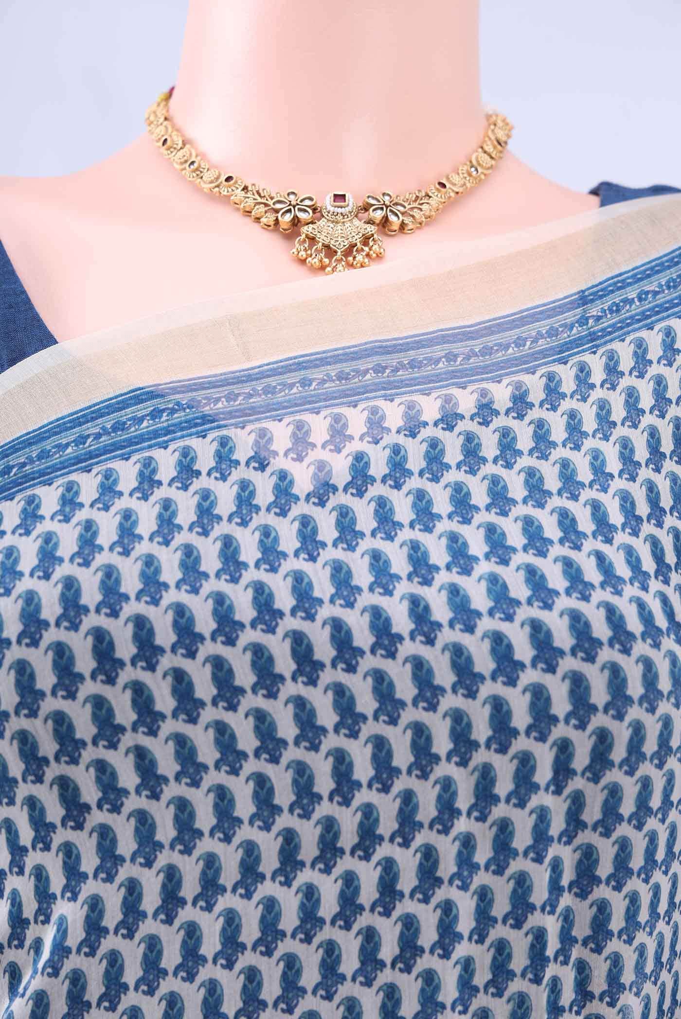 Off White Chanderi Silk Cotton Saree