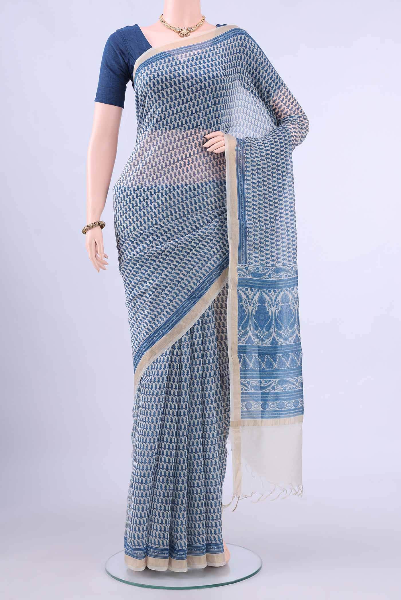 Off White Chanderi Silk Cotton Saree