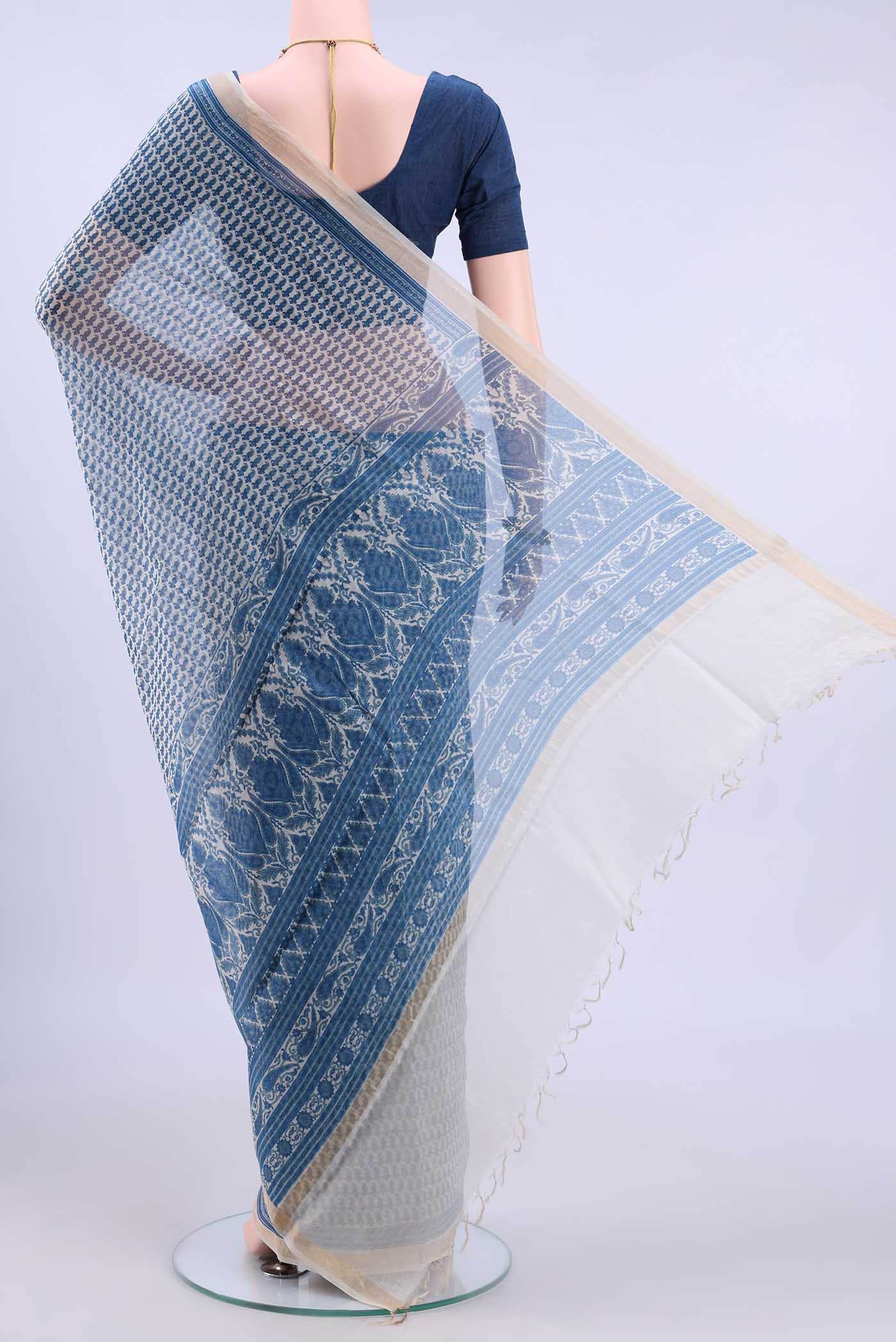 Off White Chanderi Silk Cotton Saree