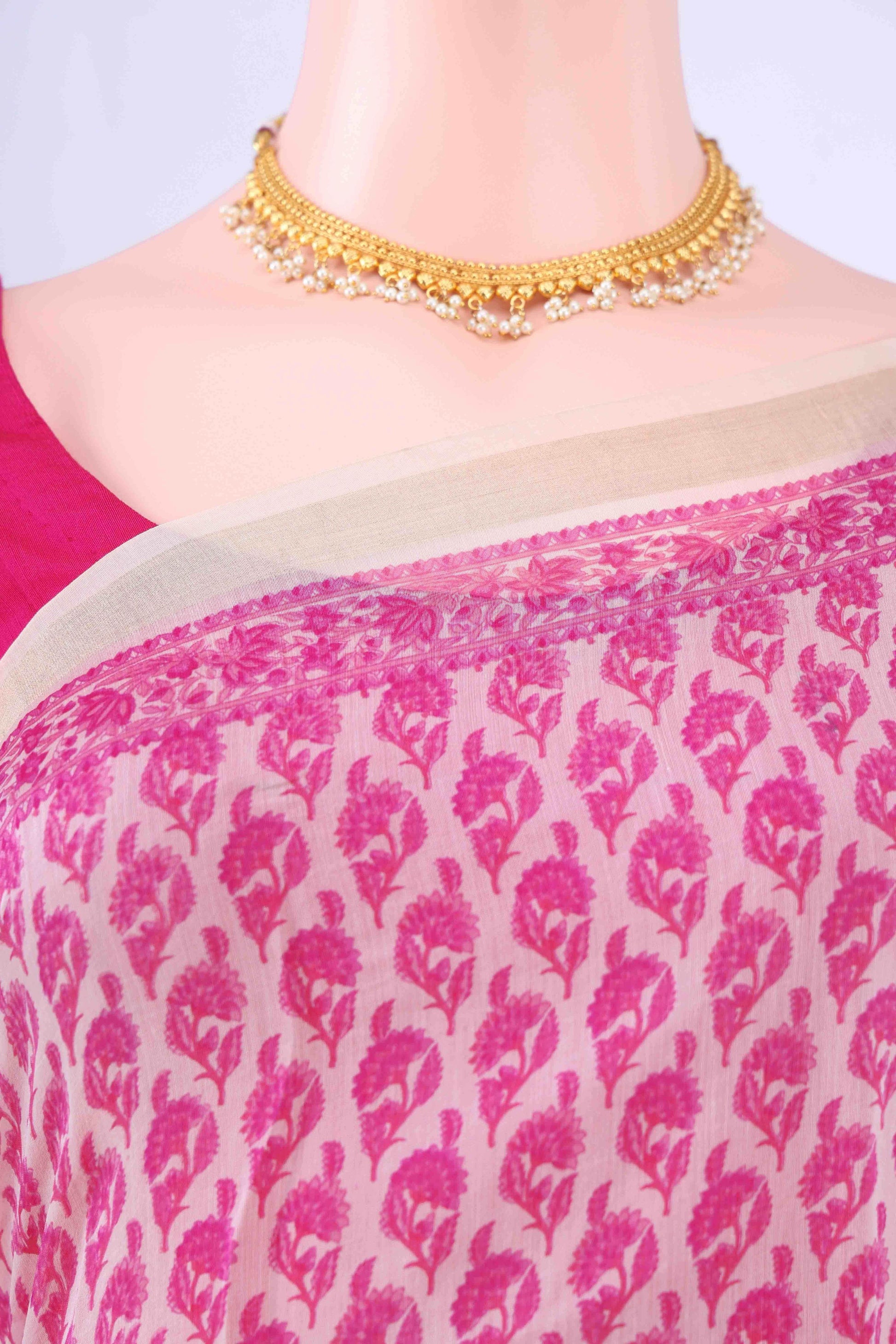 Off White Chanderi Silk Cotton Saree