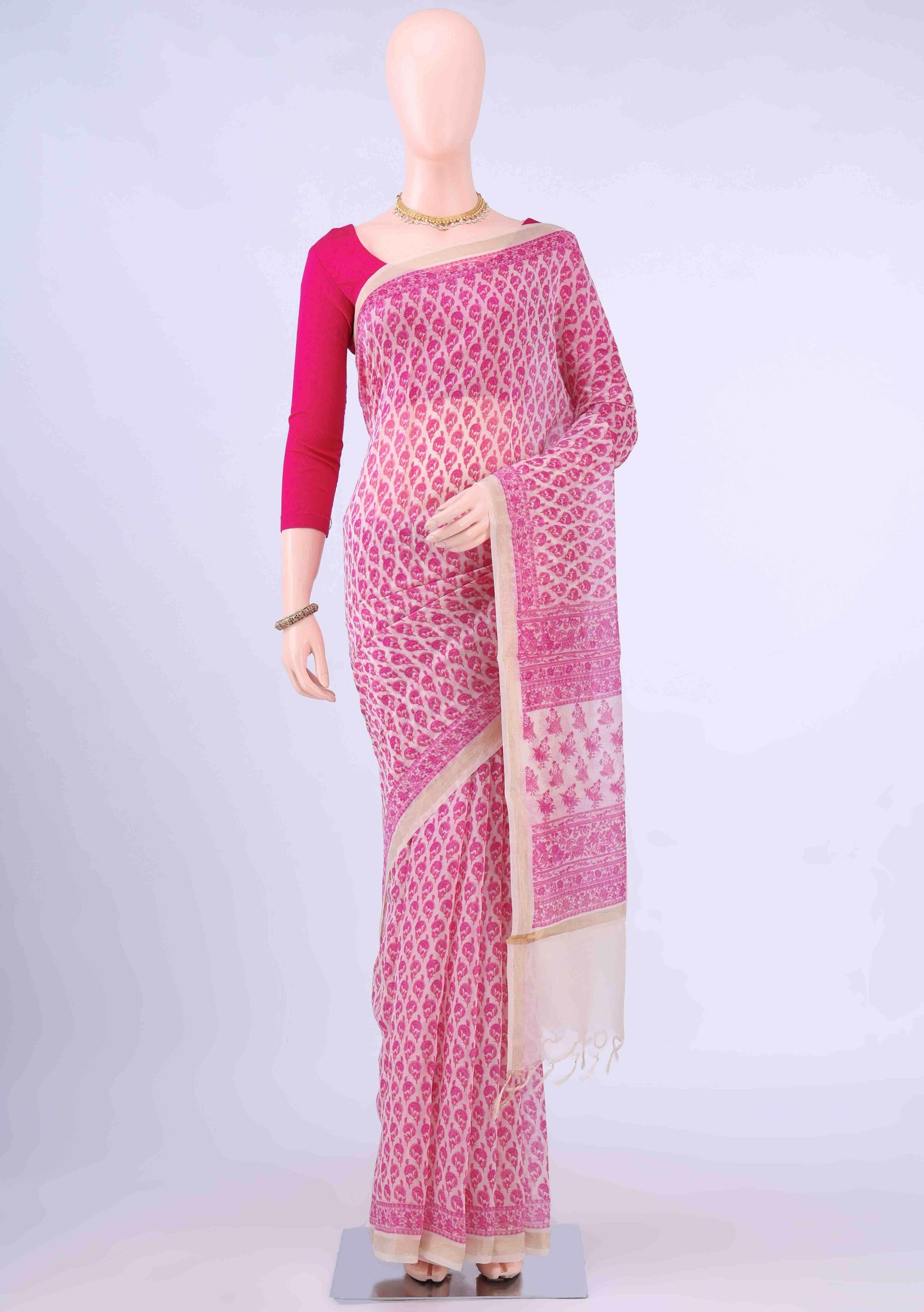 Off White Chanderi Silk Cotton Saree