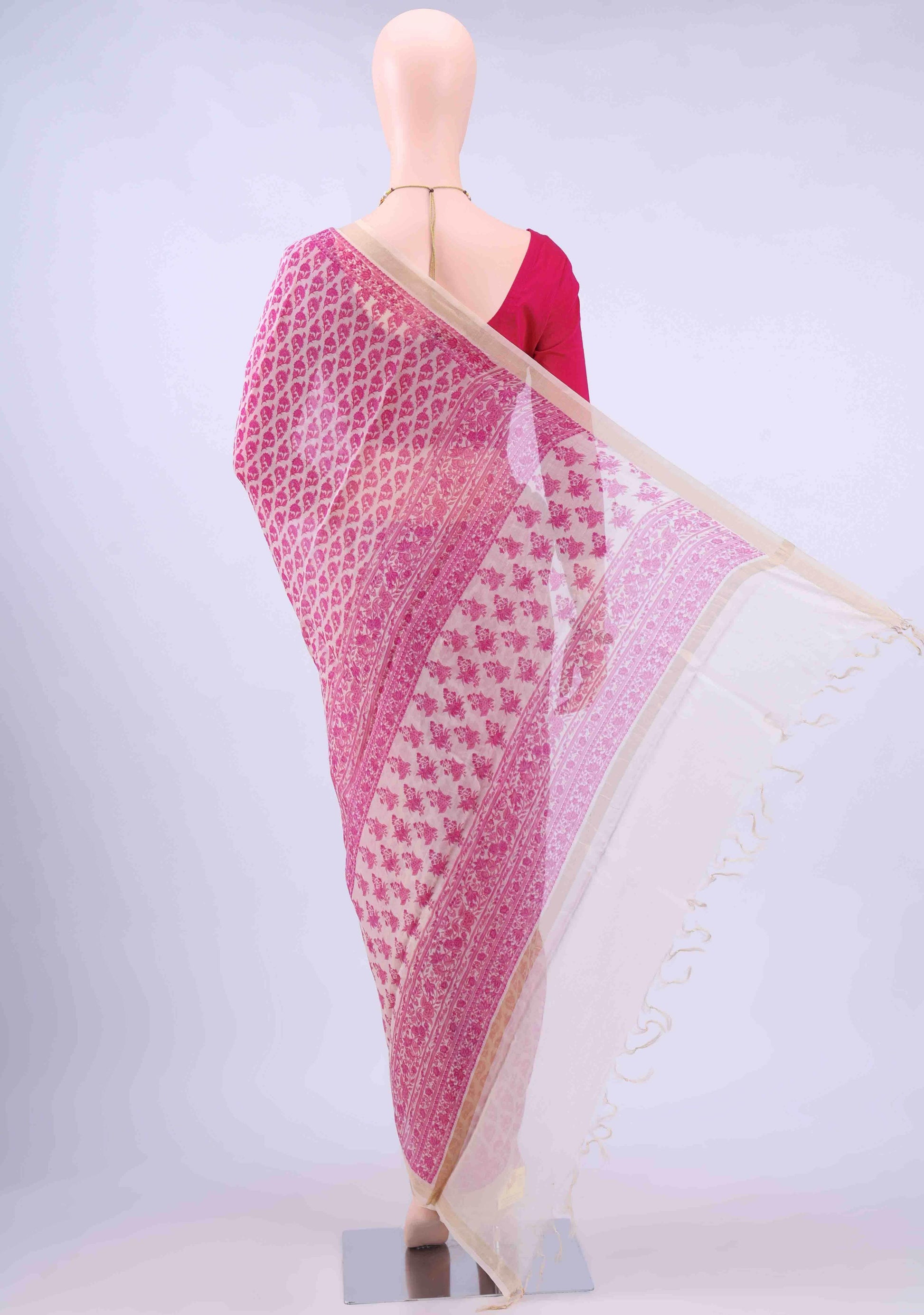 Off White Chanderi Silk Cotton Saree
