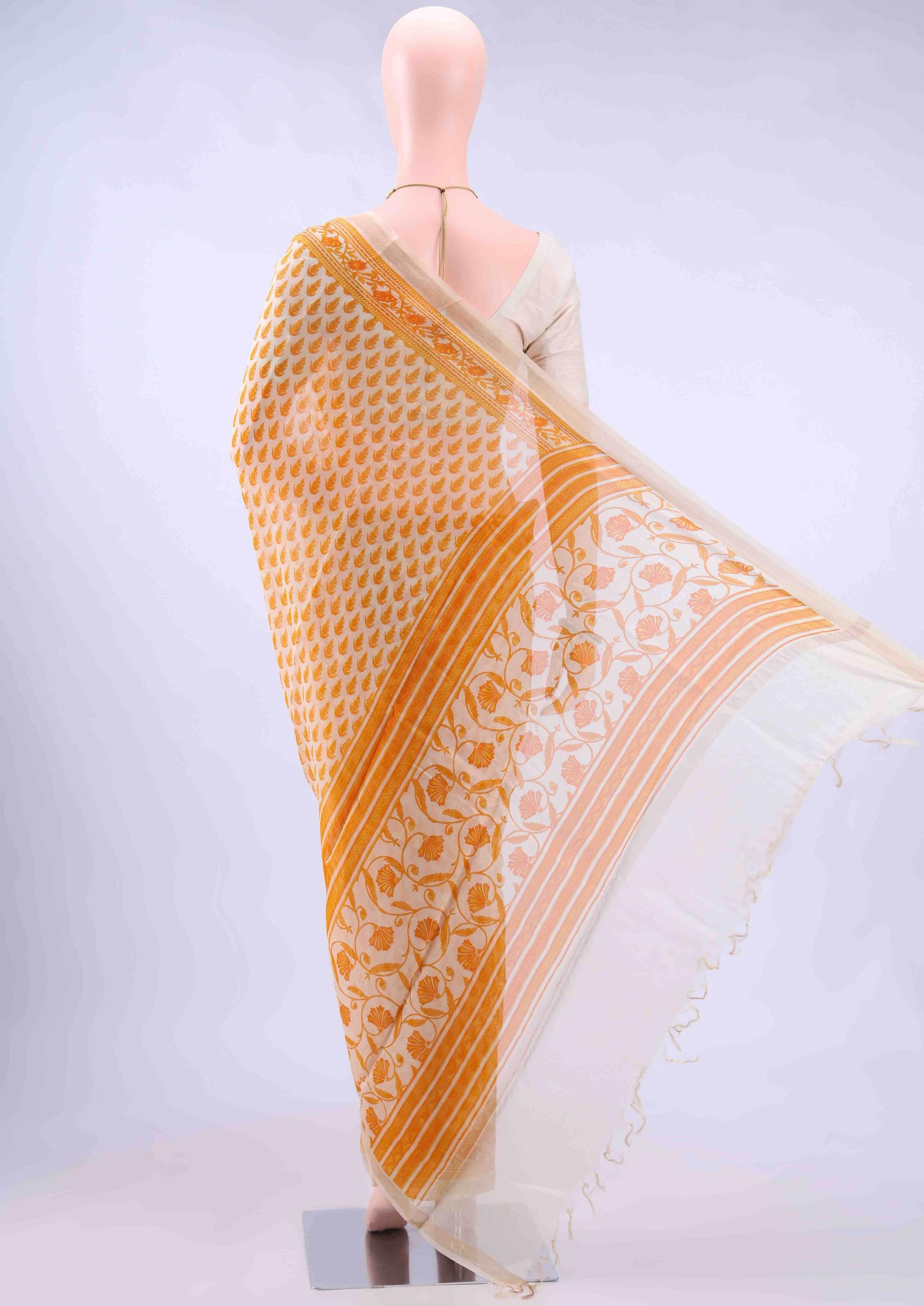 Off White Chanderi Silk Cotton Saree