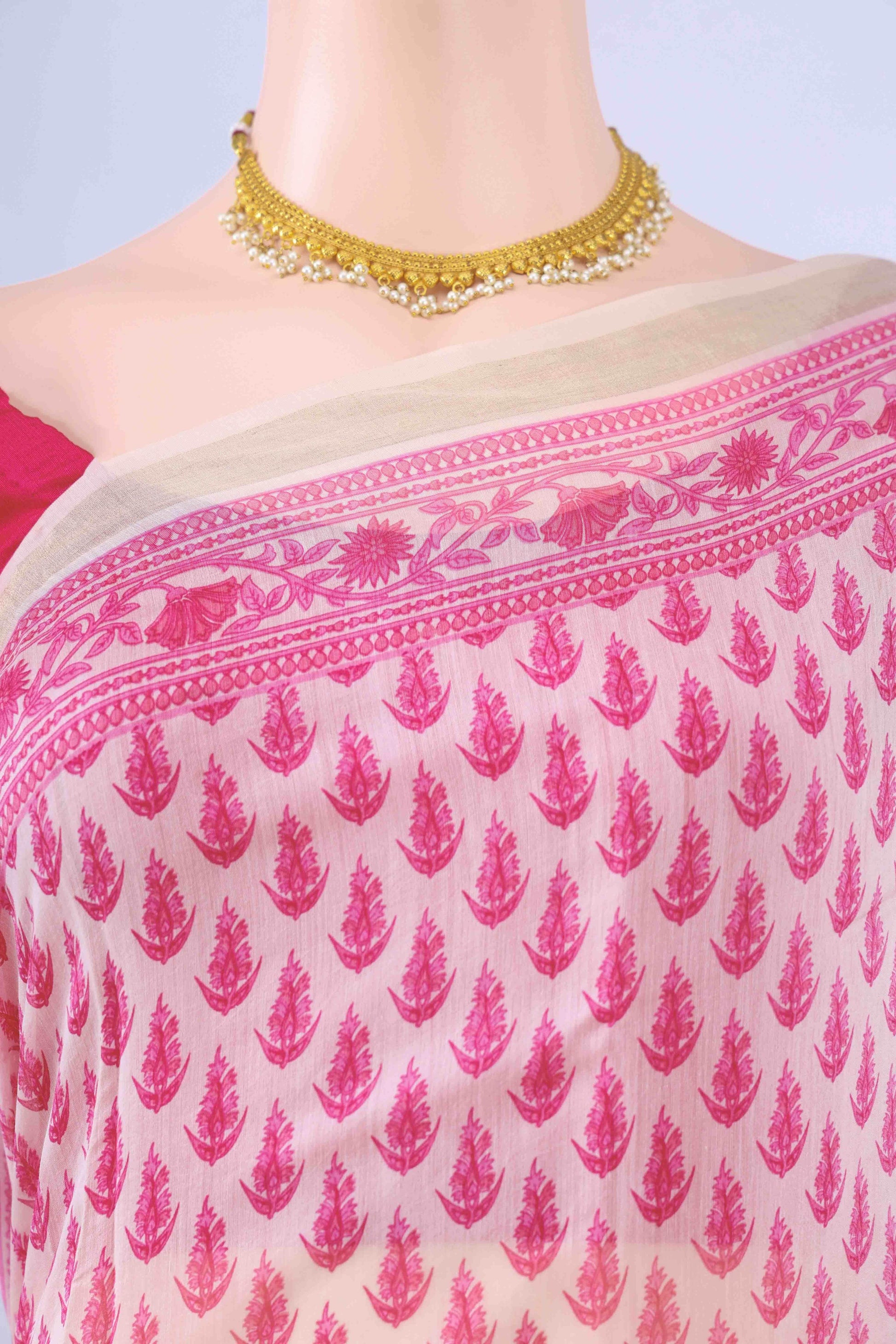 Off White Chanderi Silk Cotton Saree