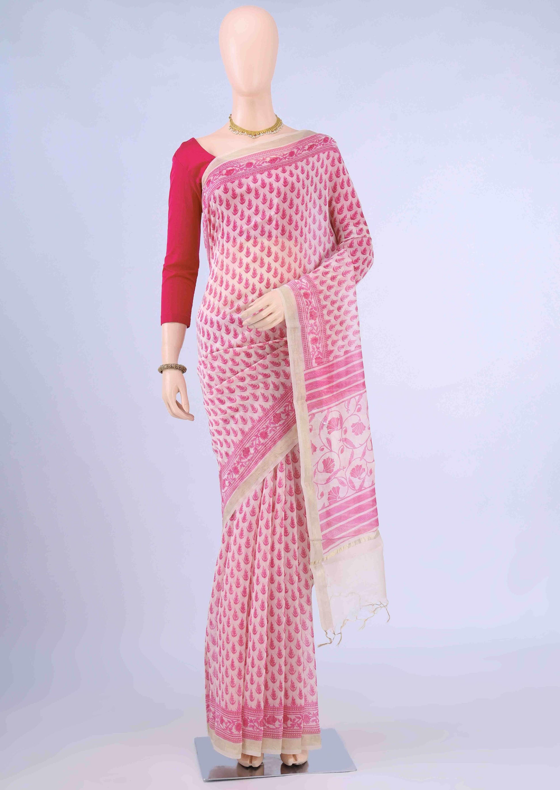 Off White Chanderi Silk Cotton Saree