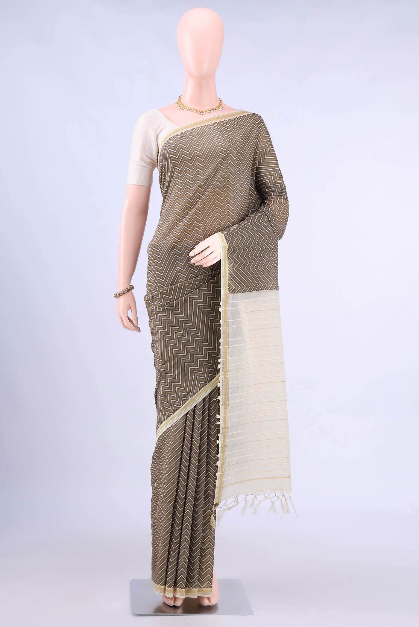 Brown Tussar Saree