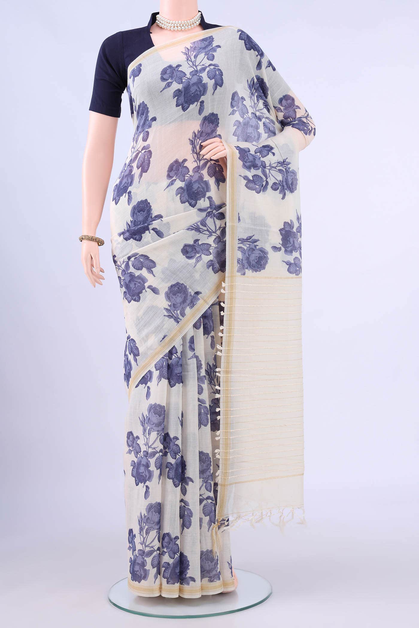 Off White Tussar Saree