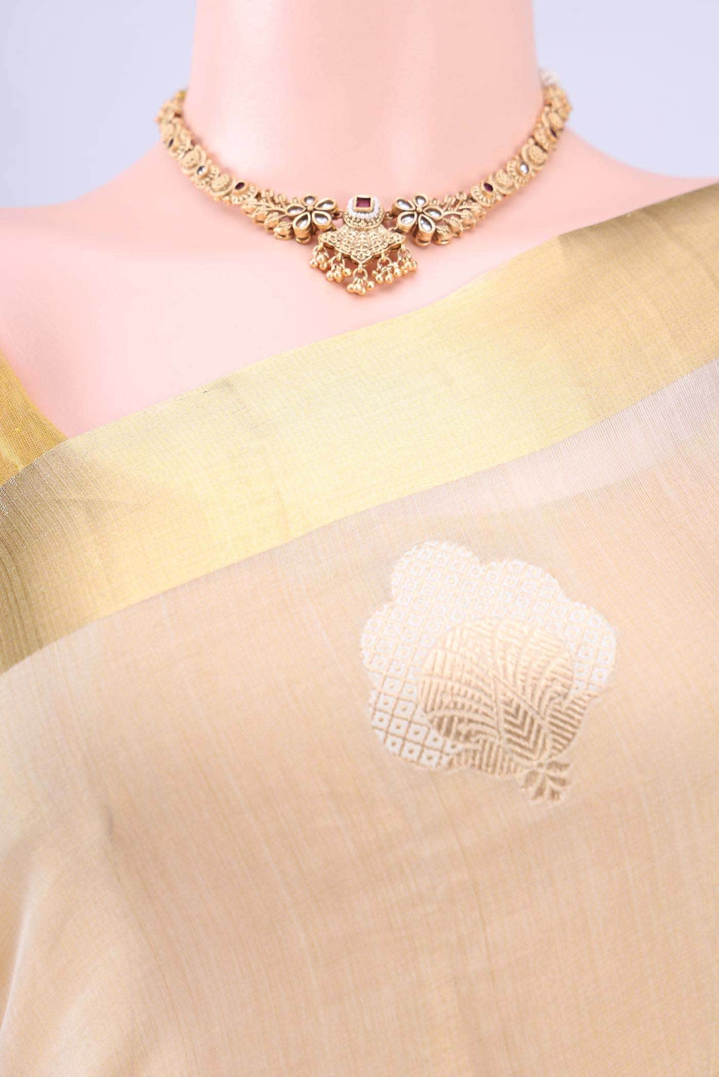Off White Chanderi Silk Saree