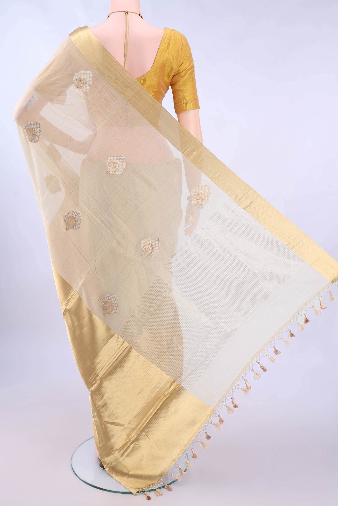 Off White Chanderi Silk Saree