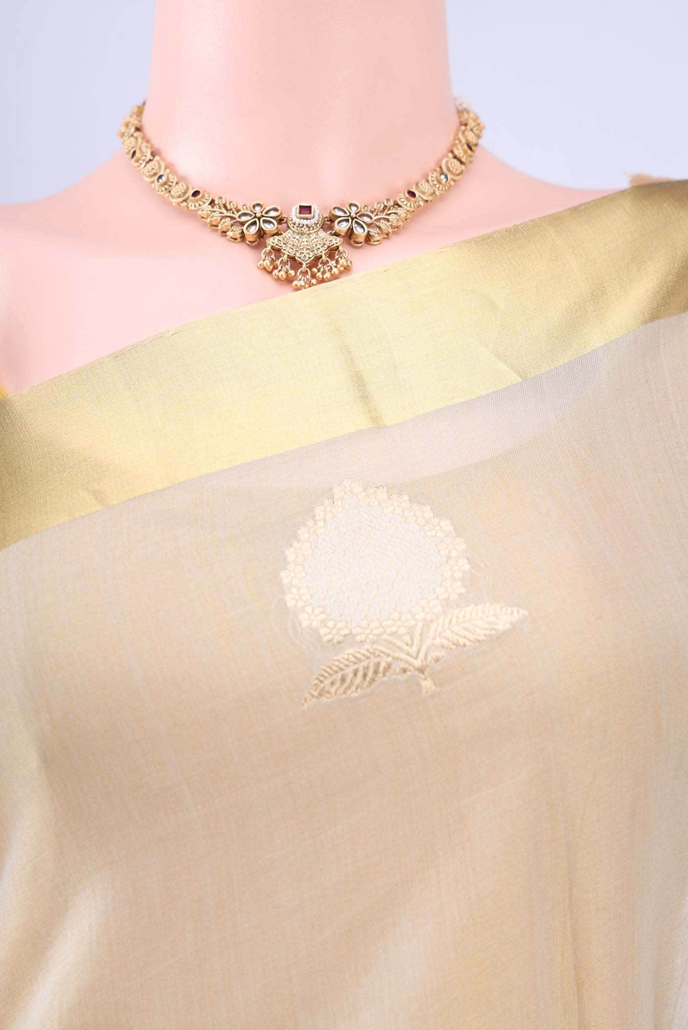 Grey Chanderi Silk Saree