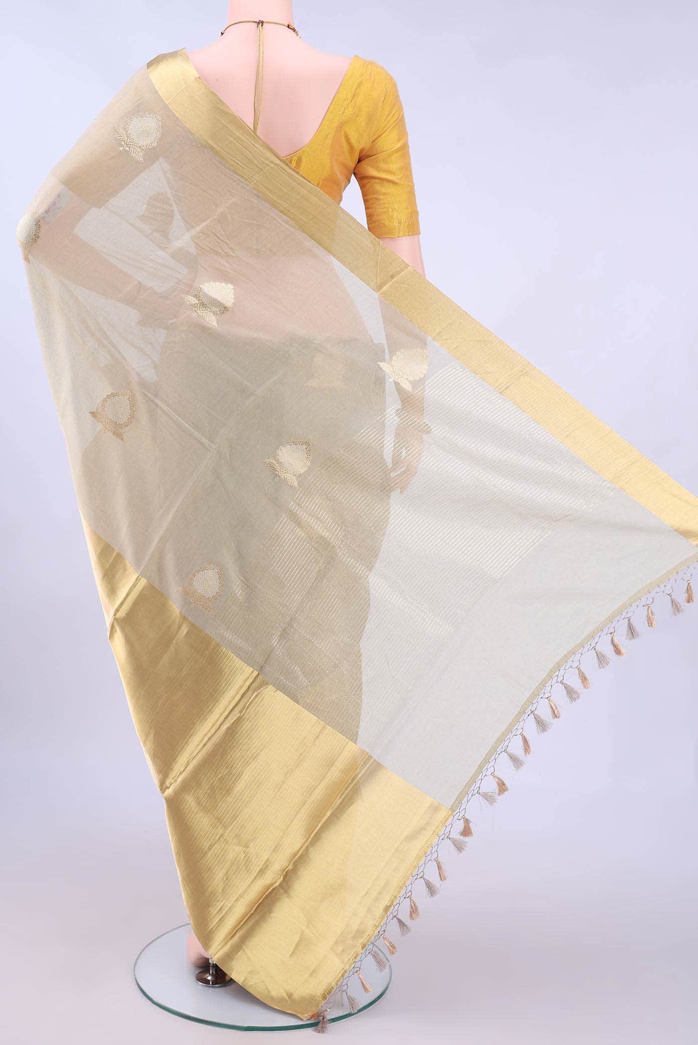 Grey Chanderi Silk Saree