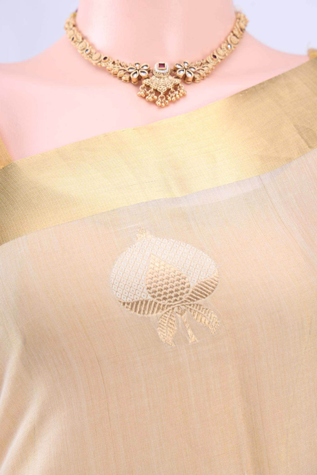 Off White Chanderi Silk Saree