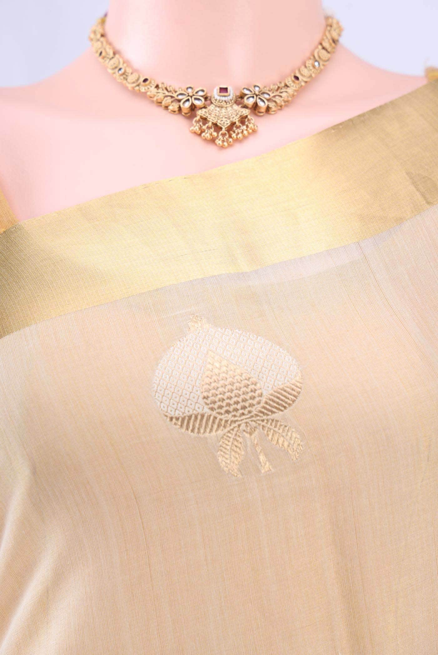 Off White Chanderi Silk Saree