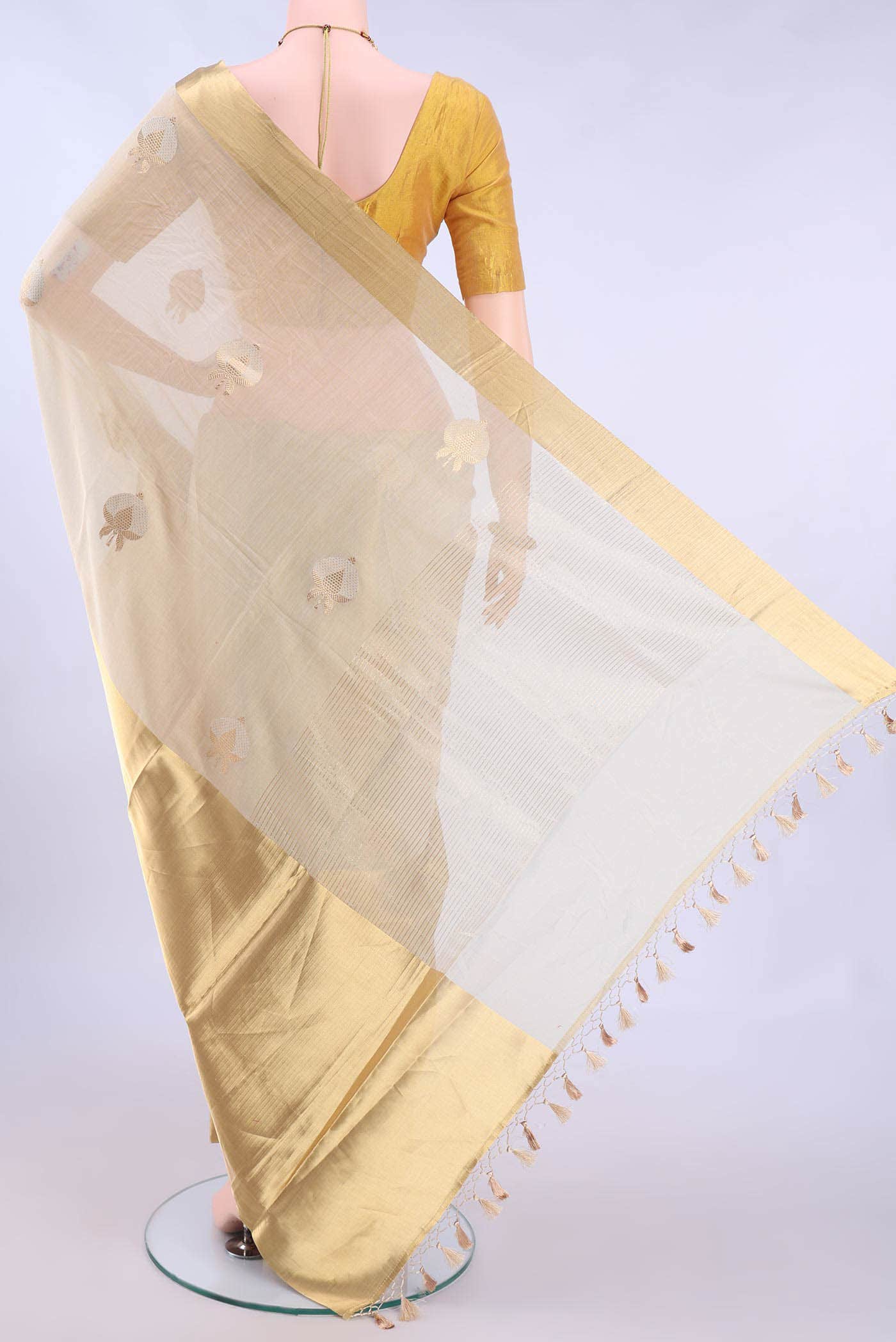 Off White Chanderi Silk Saree