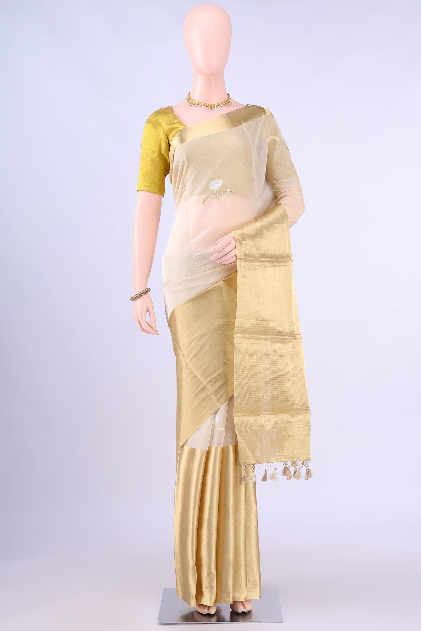 Off White Chanderi Silk Saree
