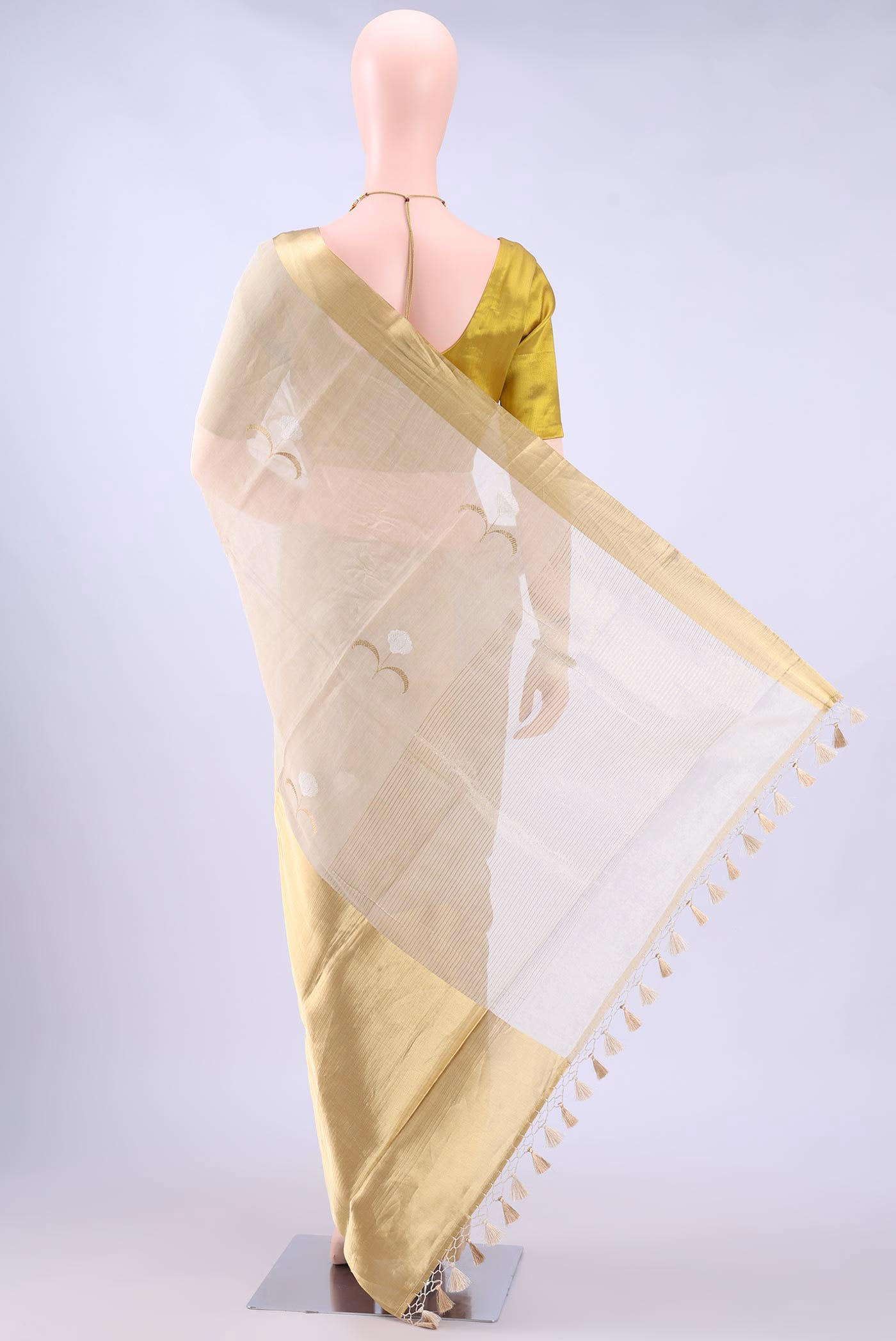 Off White Chanderi Silk Saree