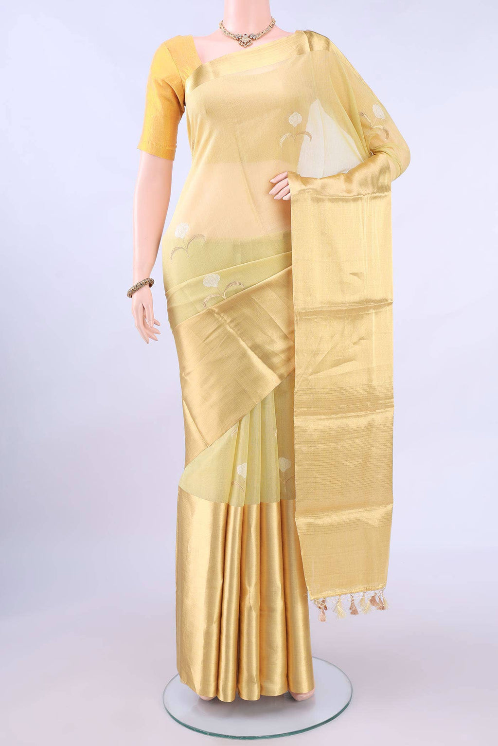 Gold Chanderi Silk Saree