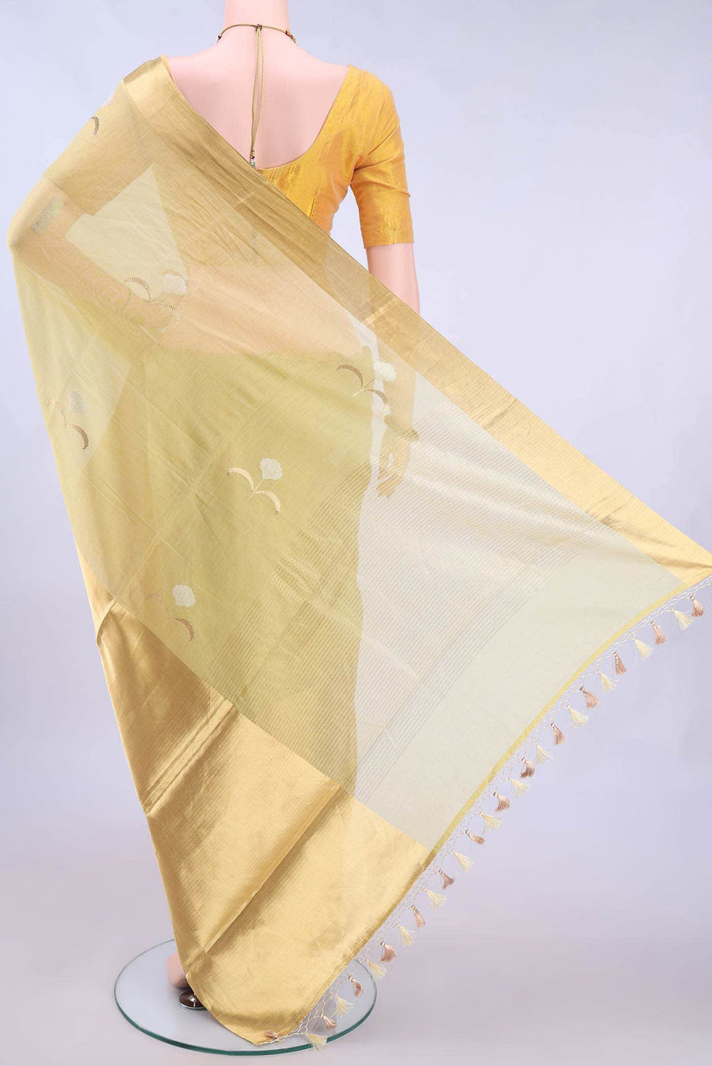Gold Chanderi Silk Saree