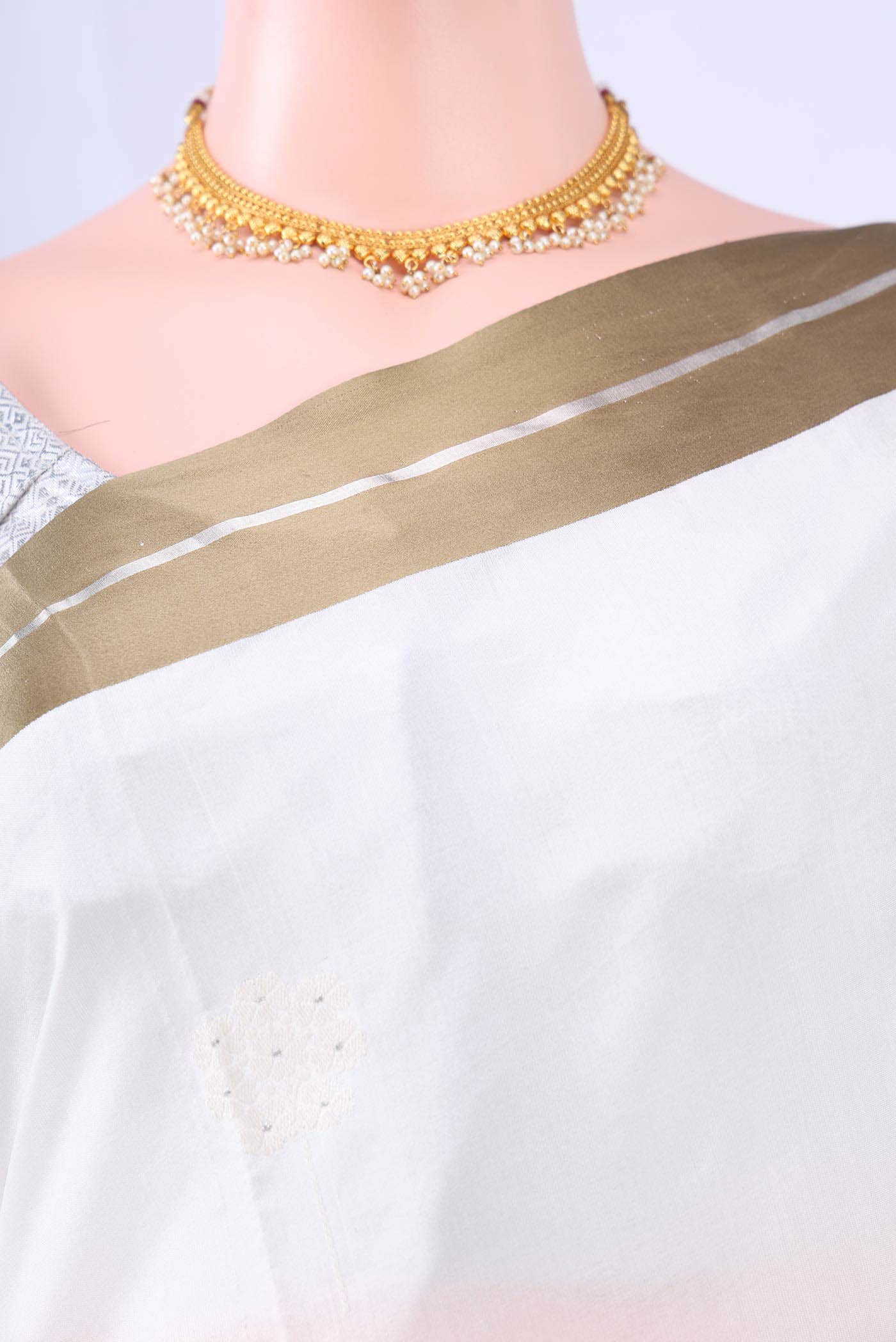 White Chanderi Silk Saree