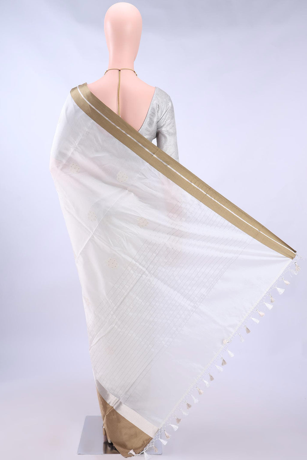 White Chanderi Silk Saree