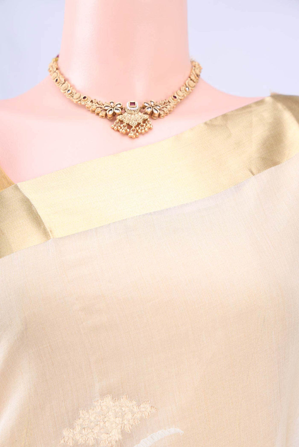 Off White Chanderi Silk Saree