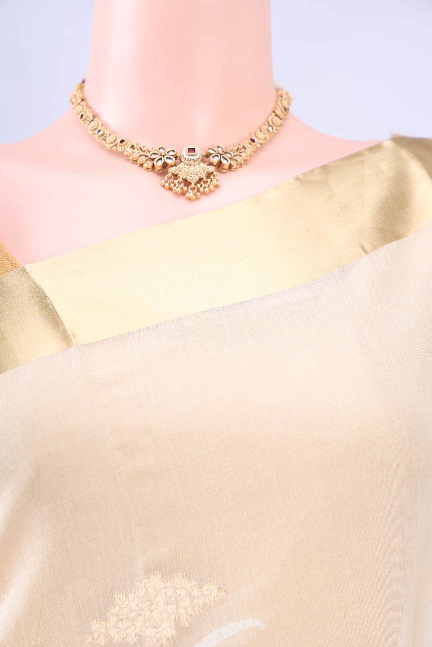 Off White Chanderi Silk Saree
