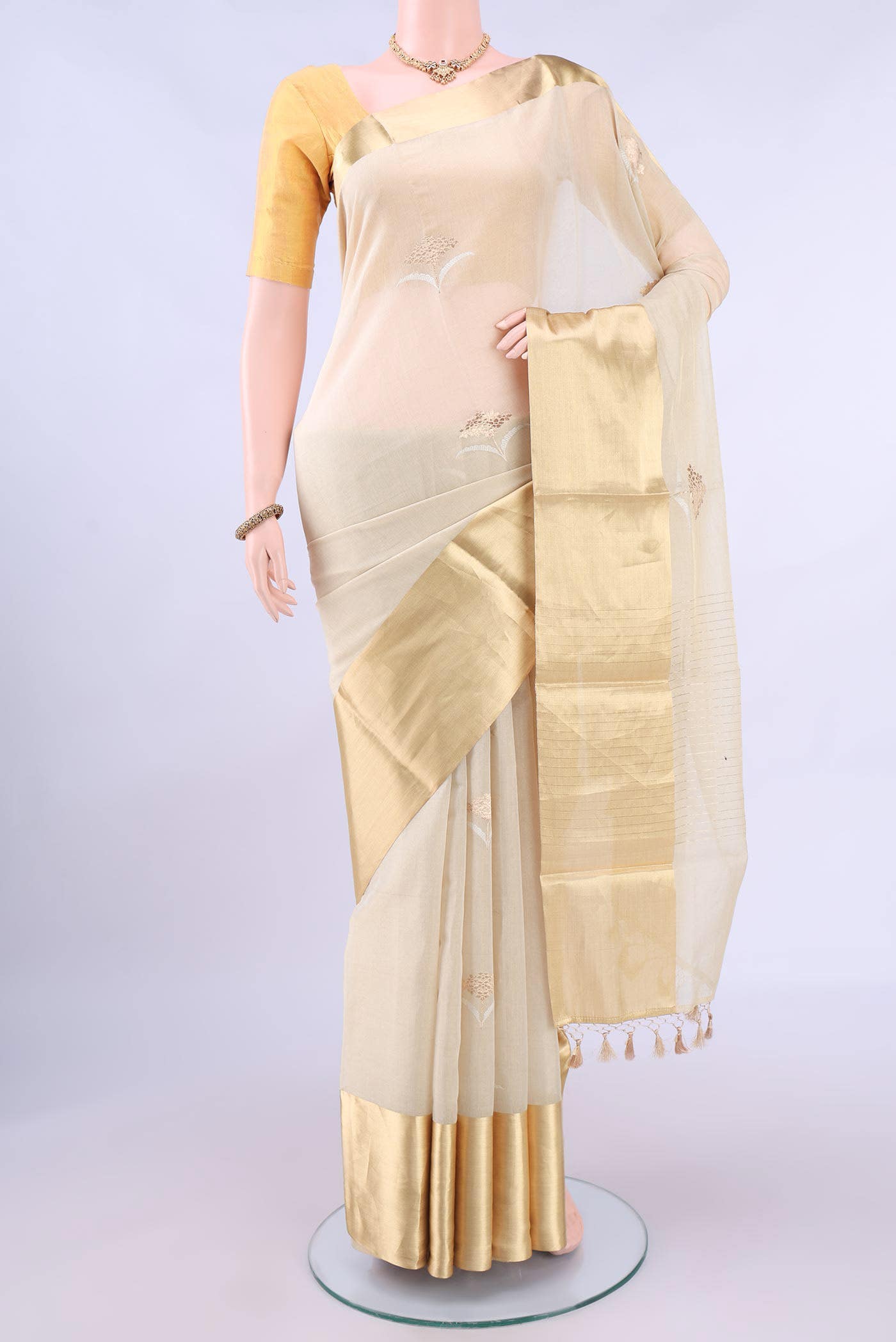 Off White Chanderi Silk Saree