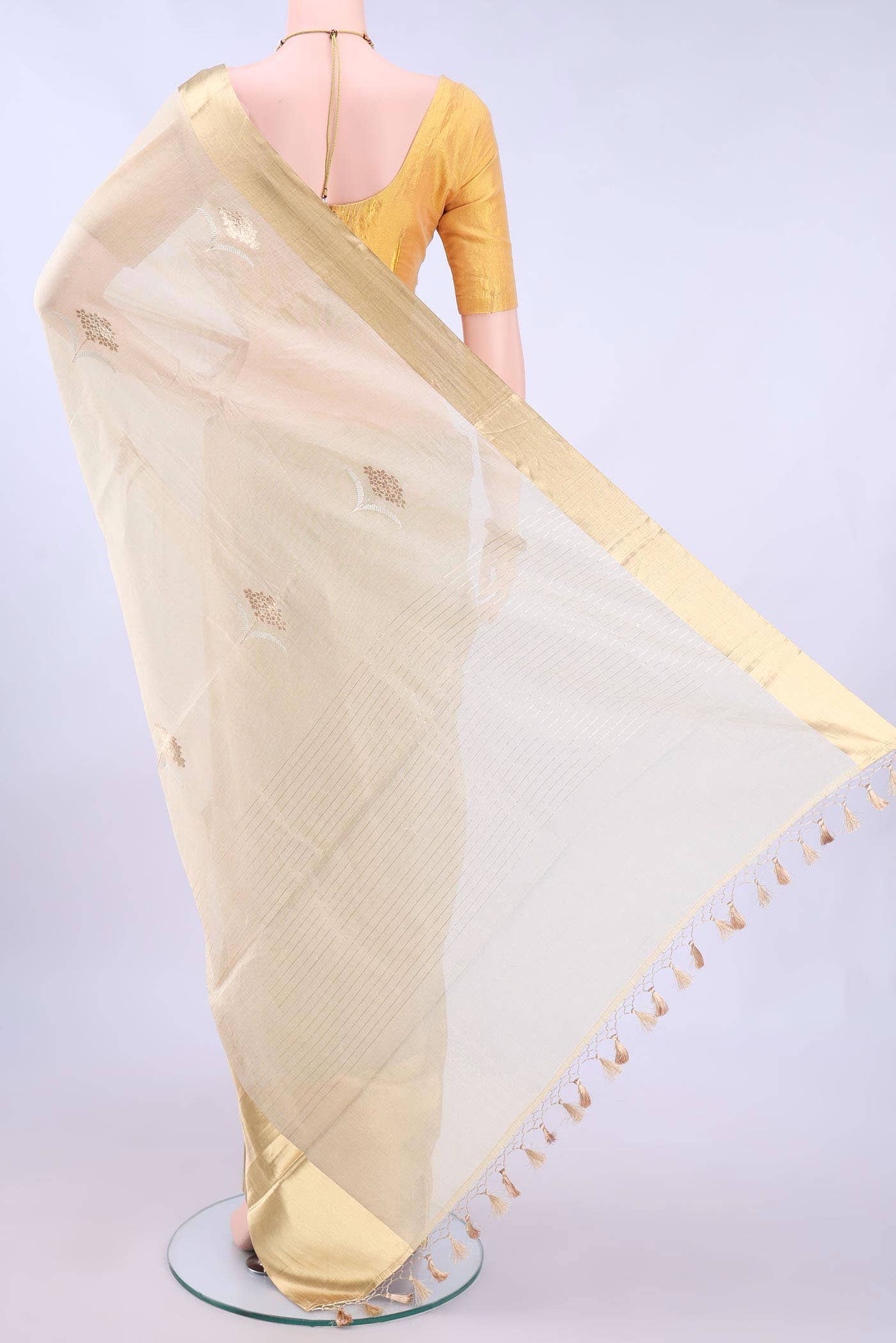 Off White Chanderi Silk Saree