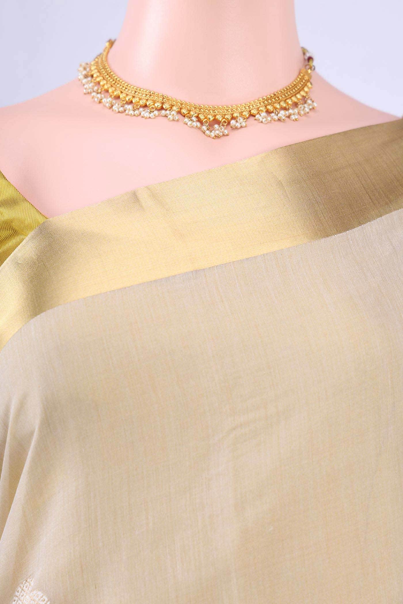 Off White Chanderi Silk Saree