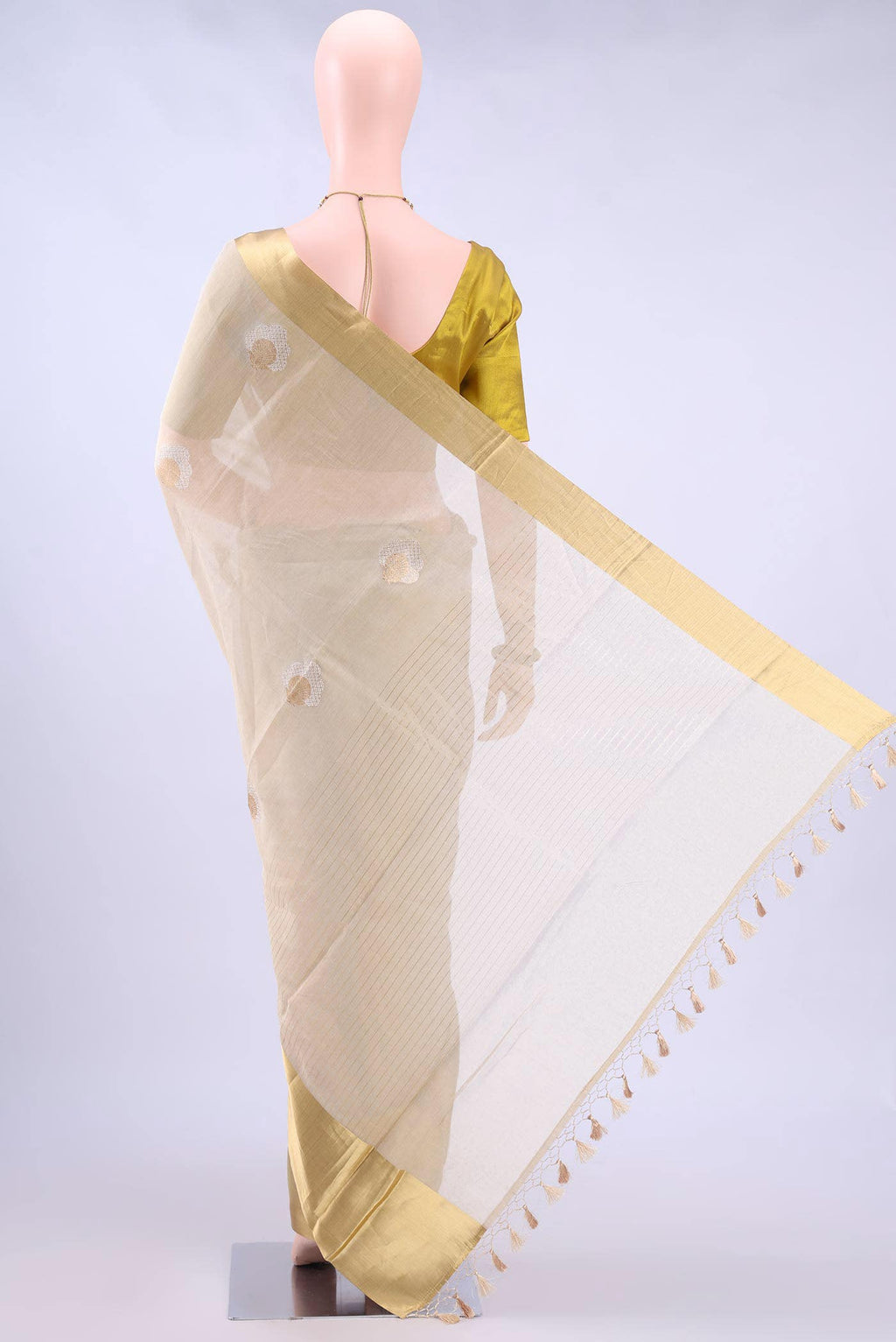 Off White Chanderi Silk Saree