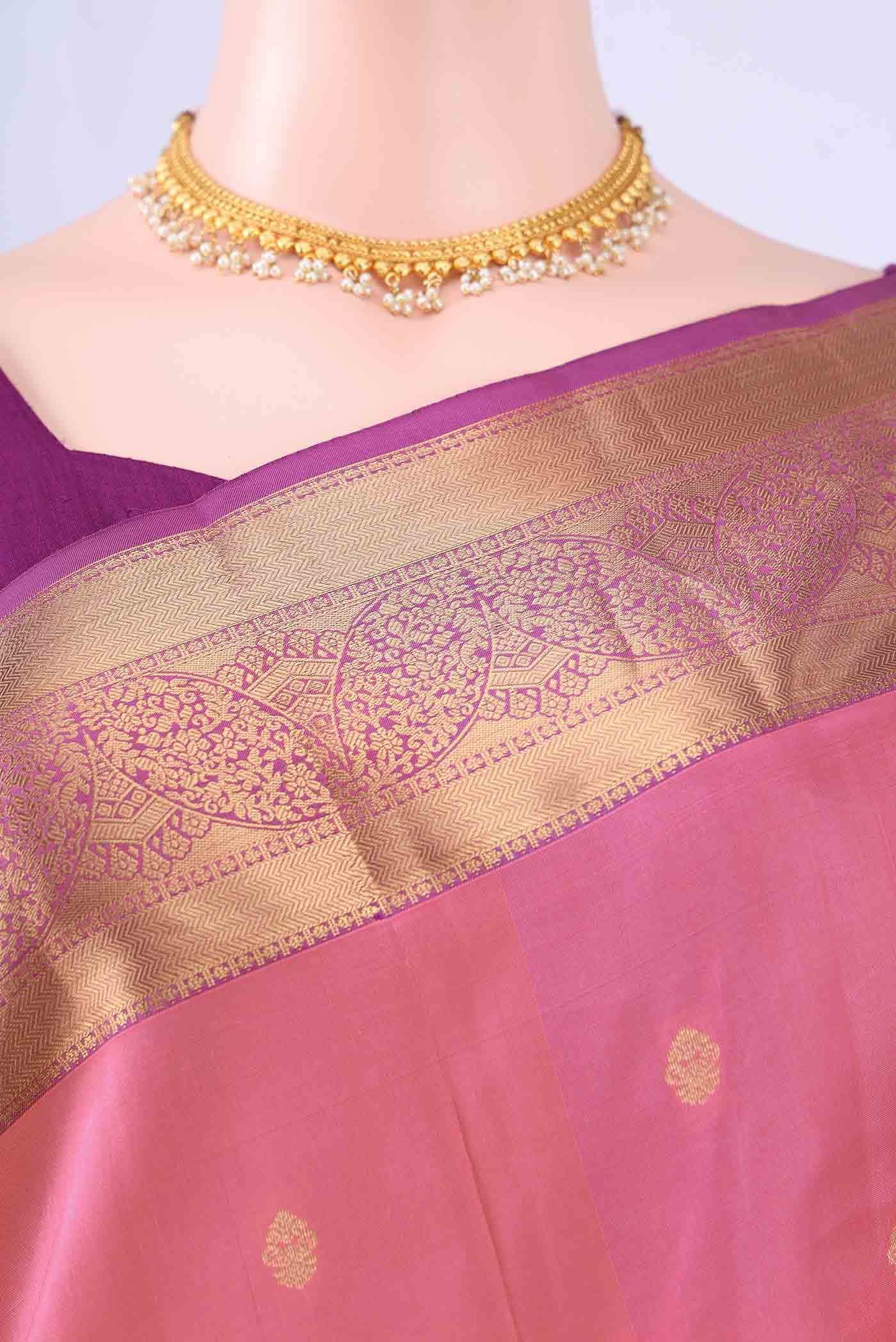 Peach Kanchipuram Silk Saree