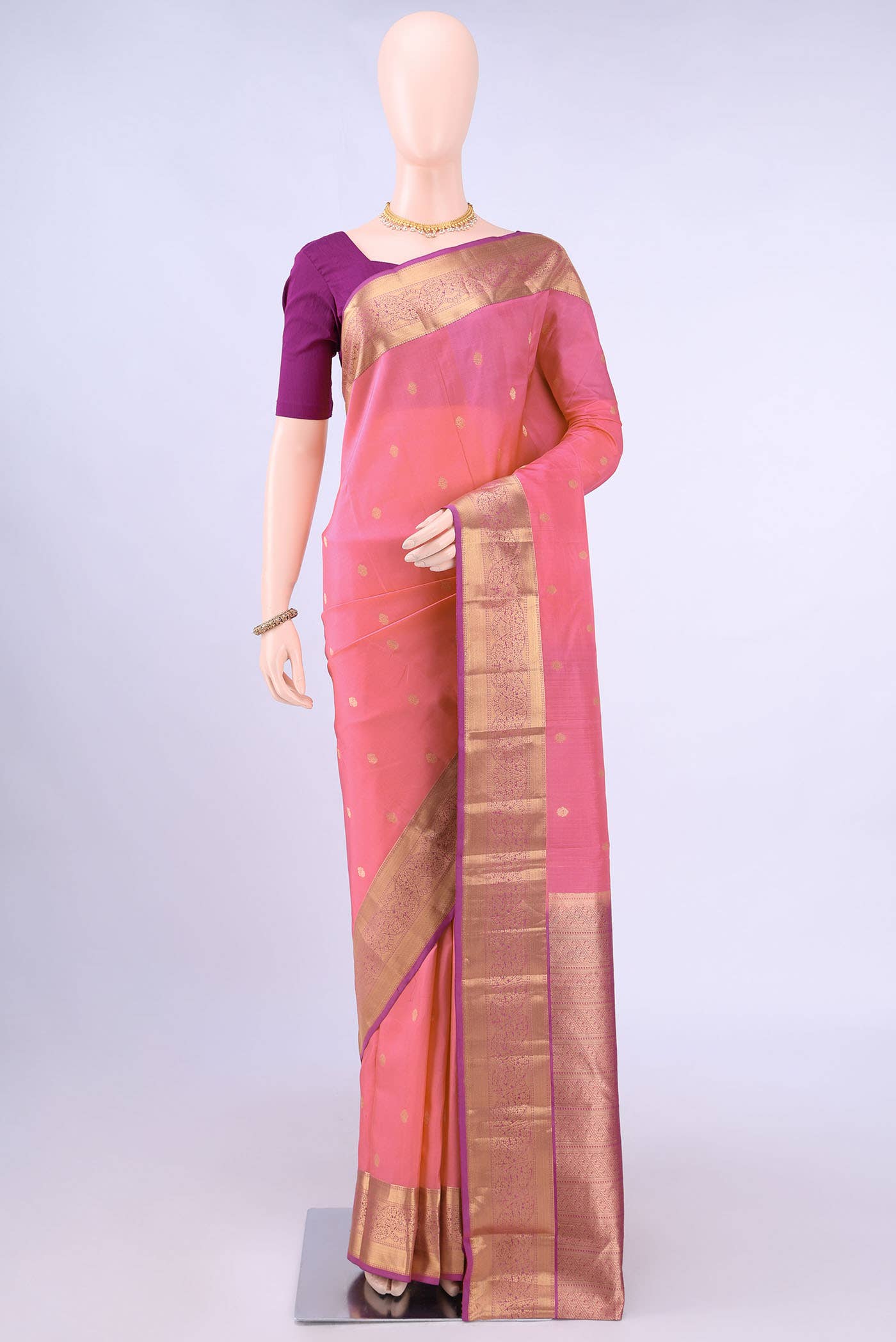 Peach Kanchipuram Silk Saree