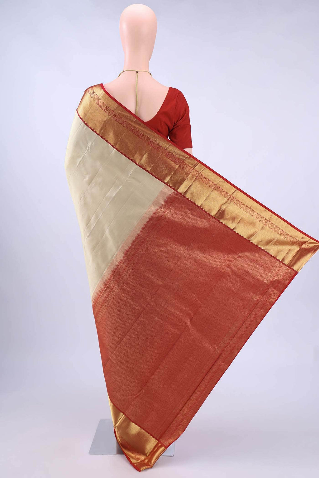 Beige Kanchipuram Silk Saree