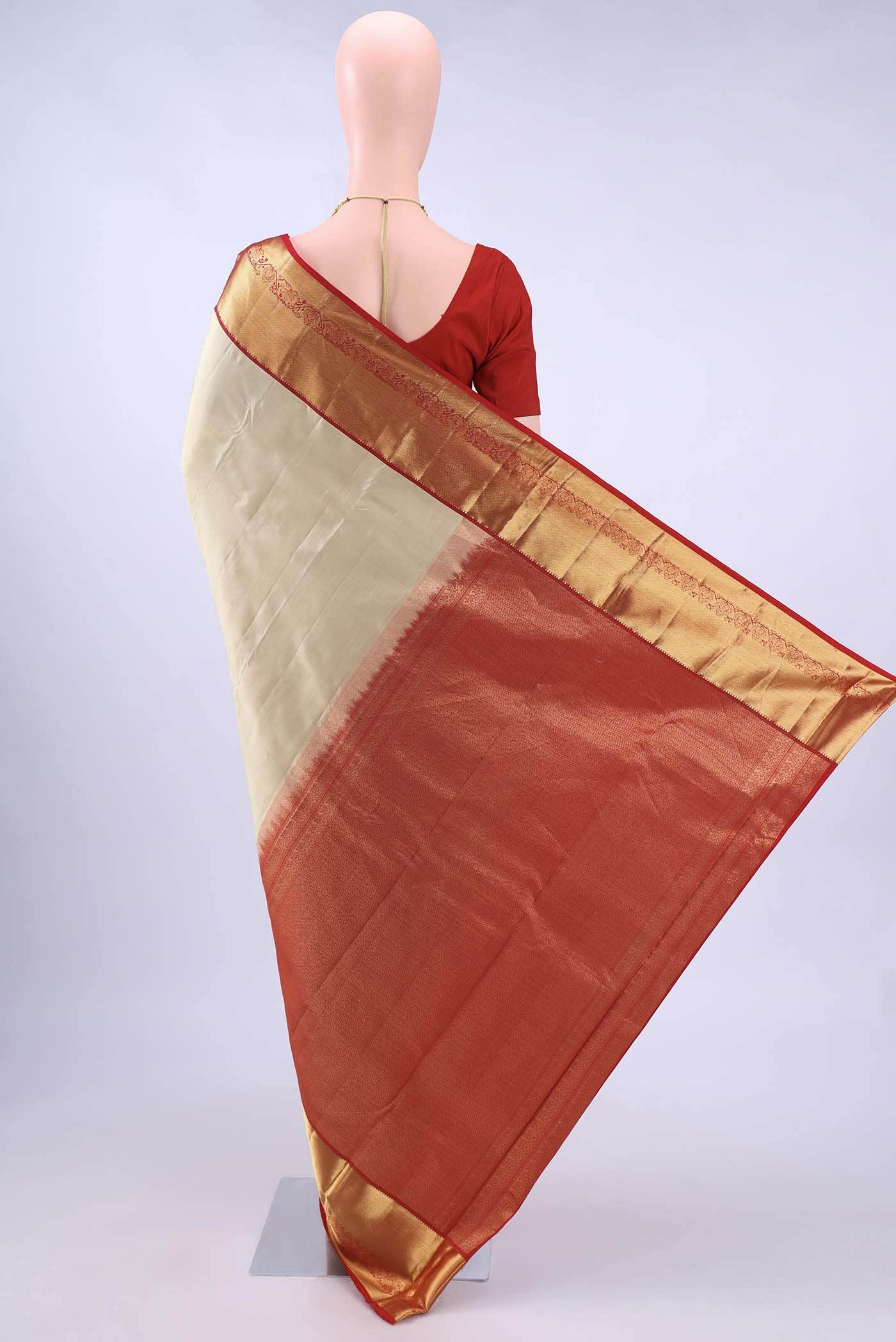 Beige Kanchipuram Silk Saree