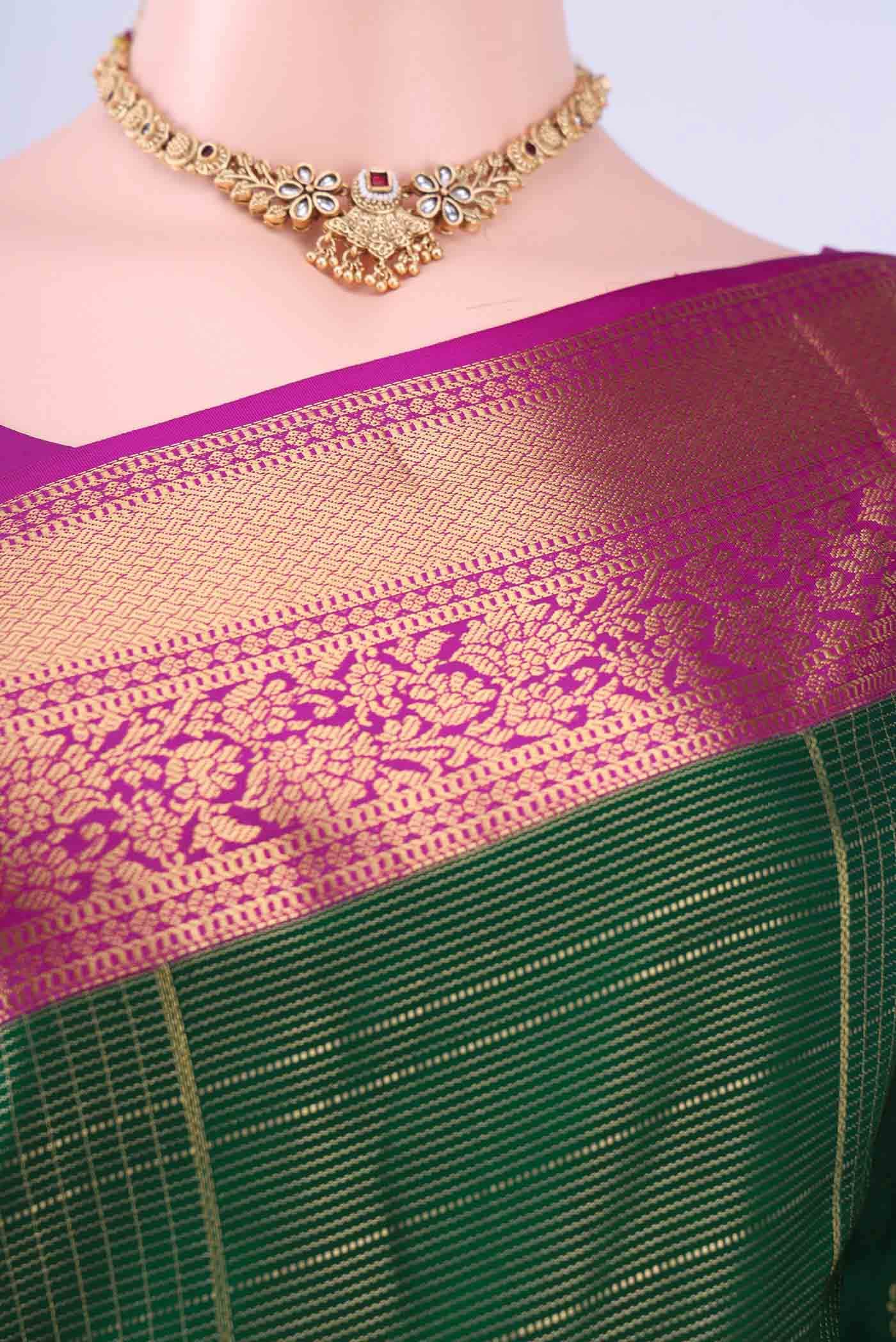 Bottle Green Nangavalli Silk [ Salem ] Saree