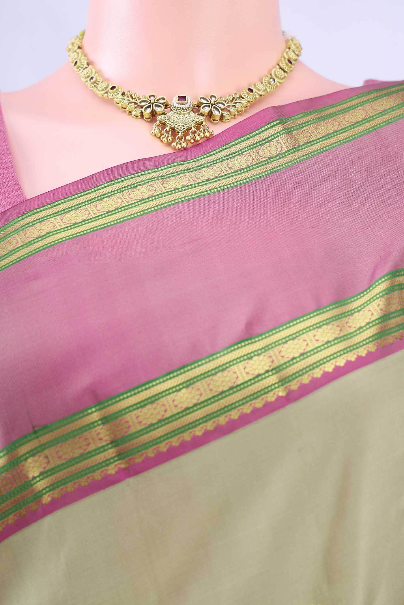 Beige Kanchipuram Silk Saree