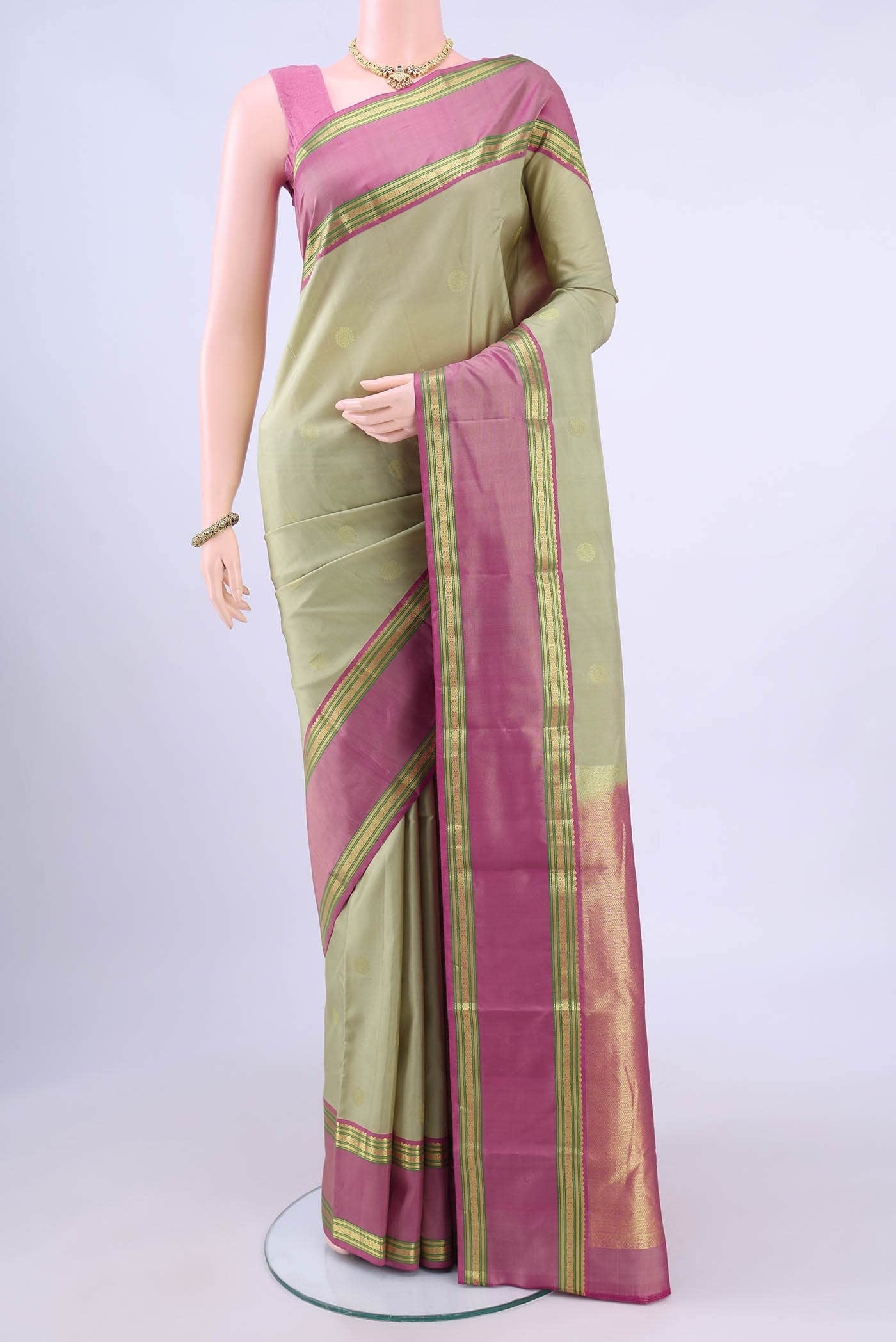 Beige Kanchipuram Silk Saree