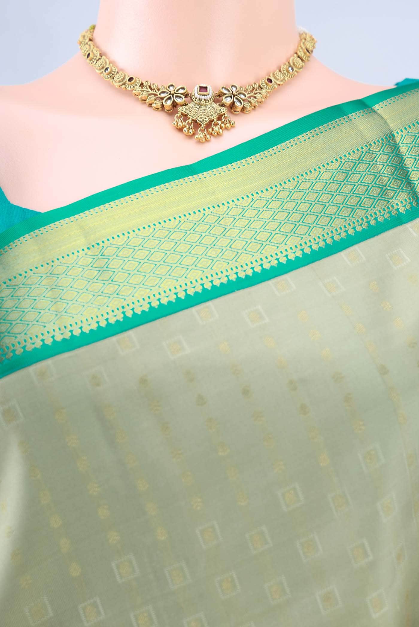 Pista Green Kanchipuram Silk Saree