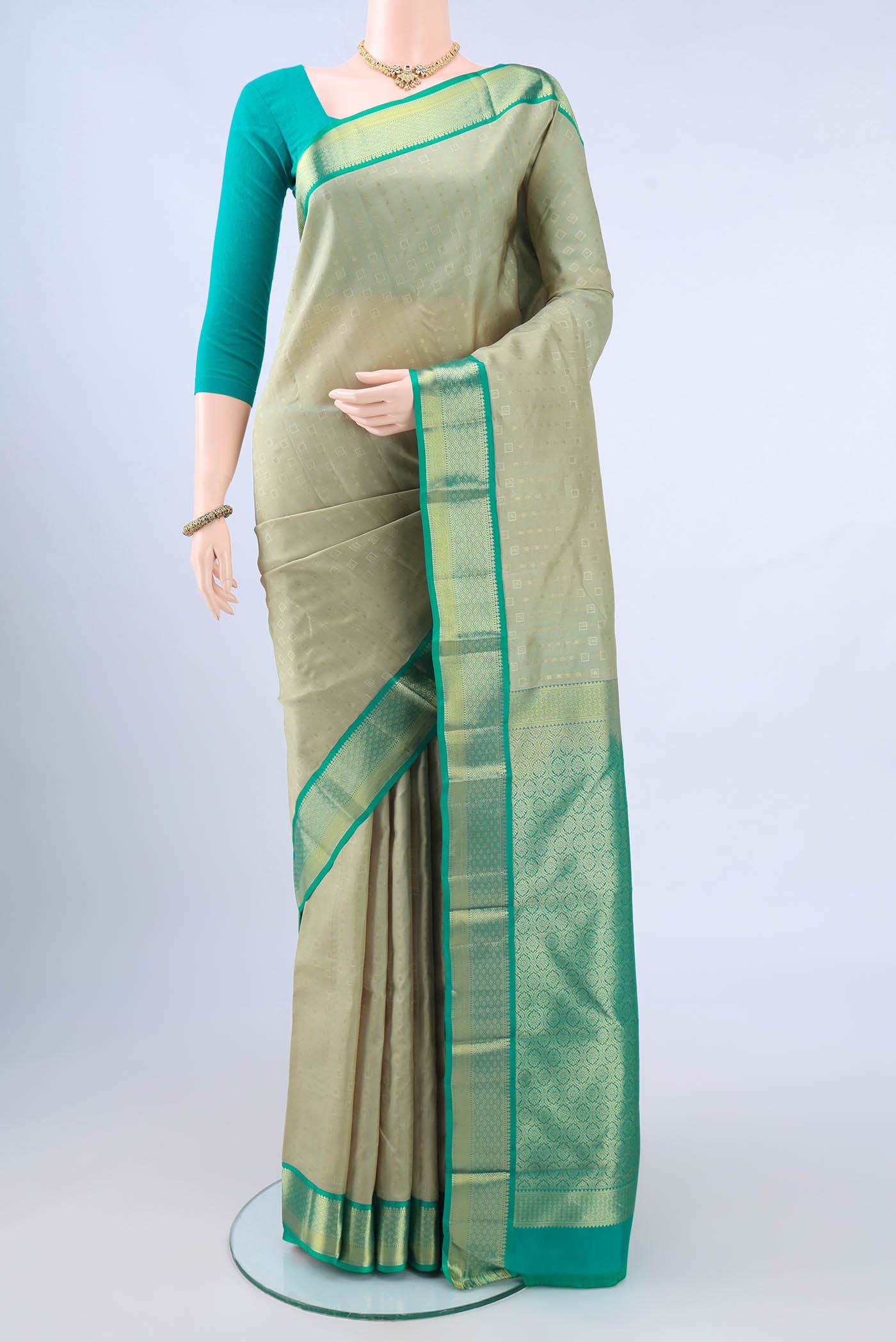 Pista Green Kanchipuram Silk Saree