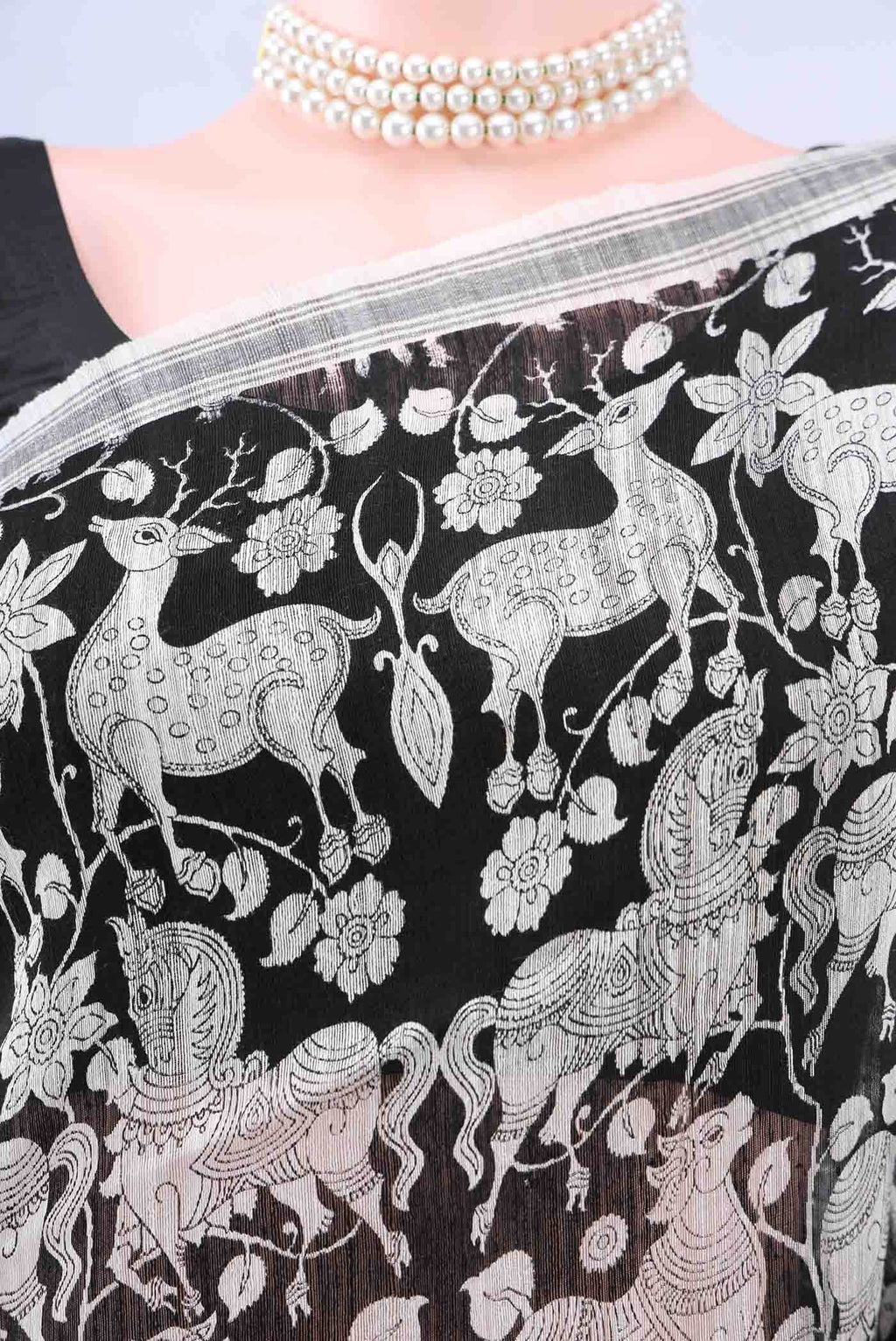 Black Tussar Silk Saree